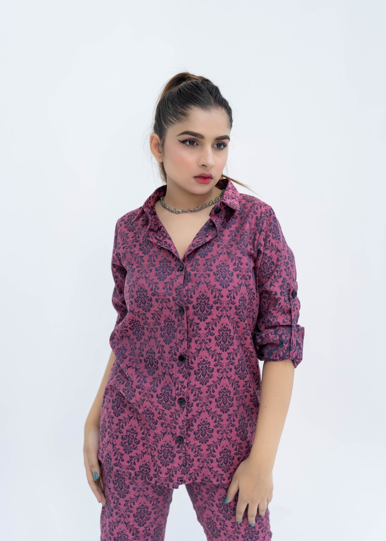 self jacquard Co Ord Sets in Magenta