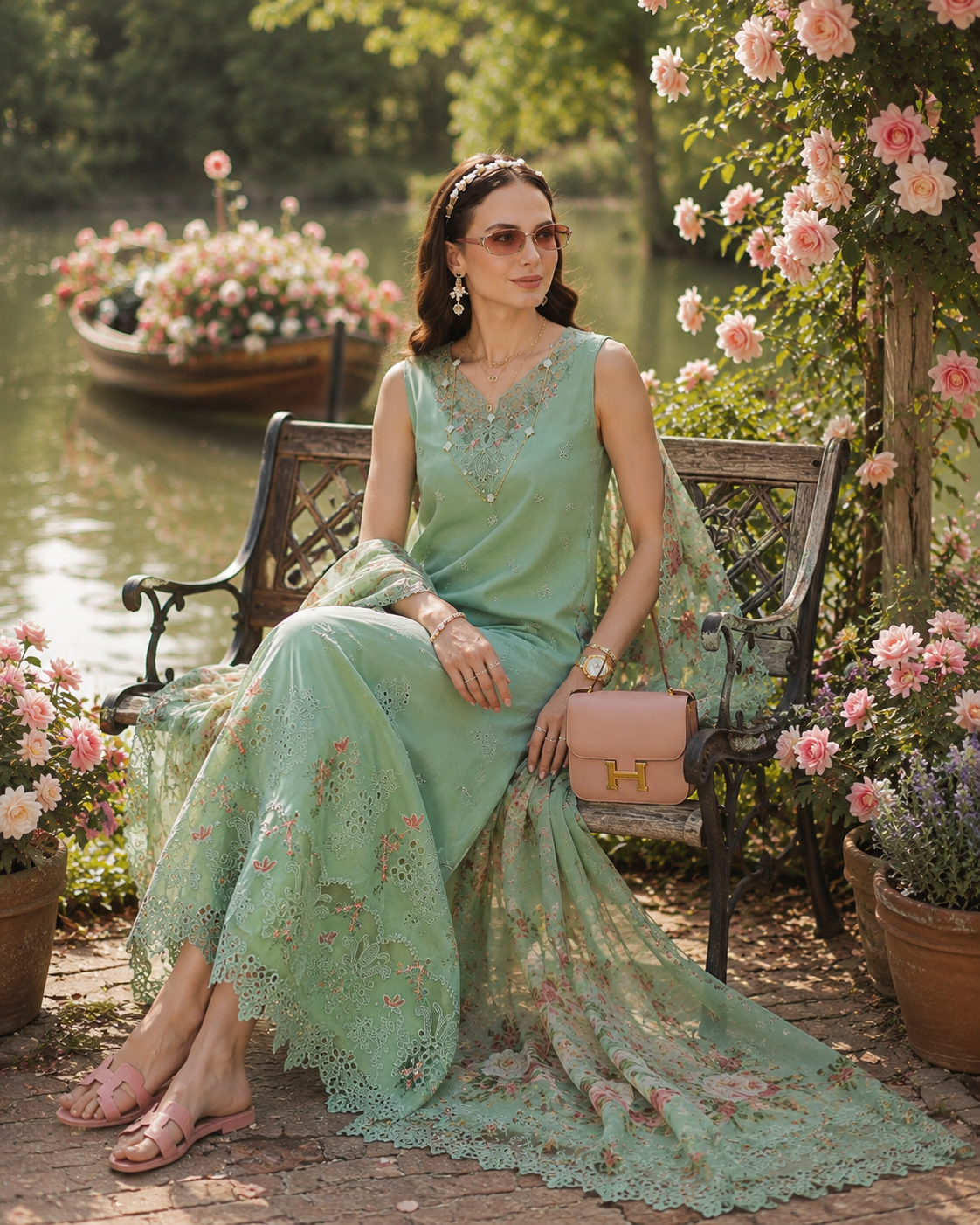 Noor Eid Printskhas Lawn – D9 – Aqua Minté