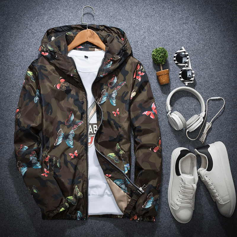 Hooded Men'S Jacket Casual Long Sleeve Student Top Slim Teen Windbreaker