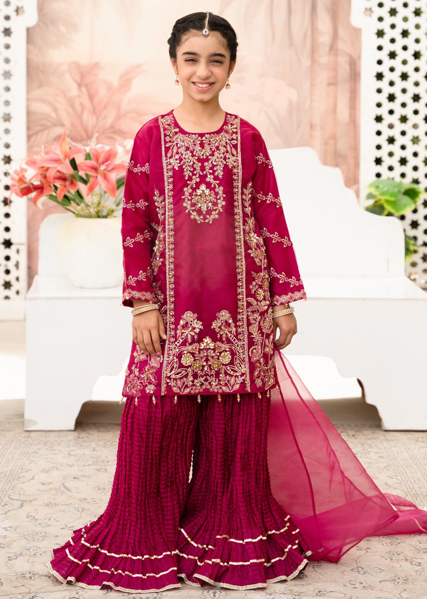 organza Sharara in Magenta