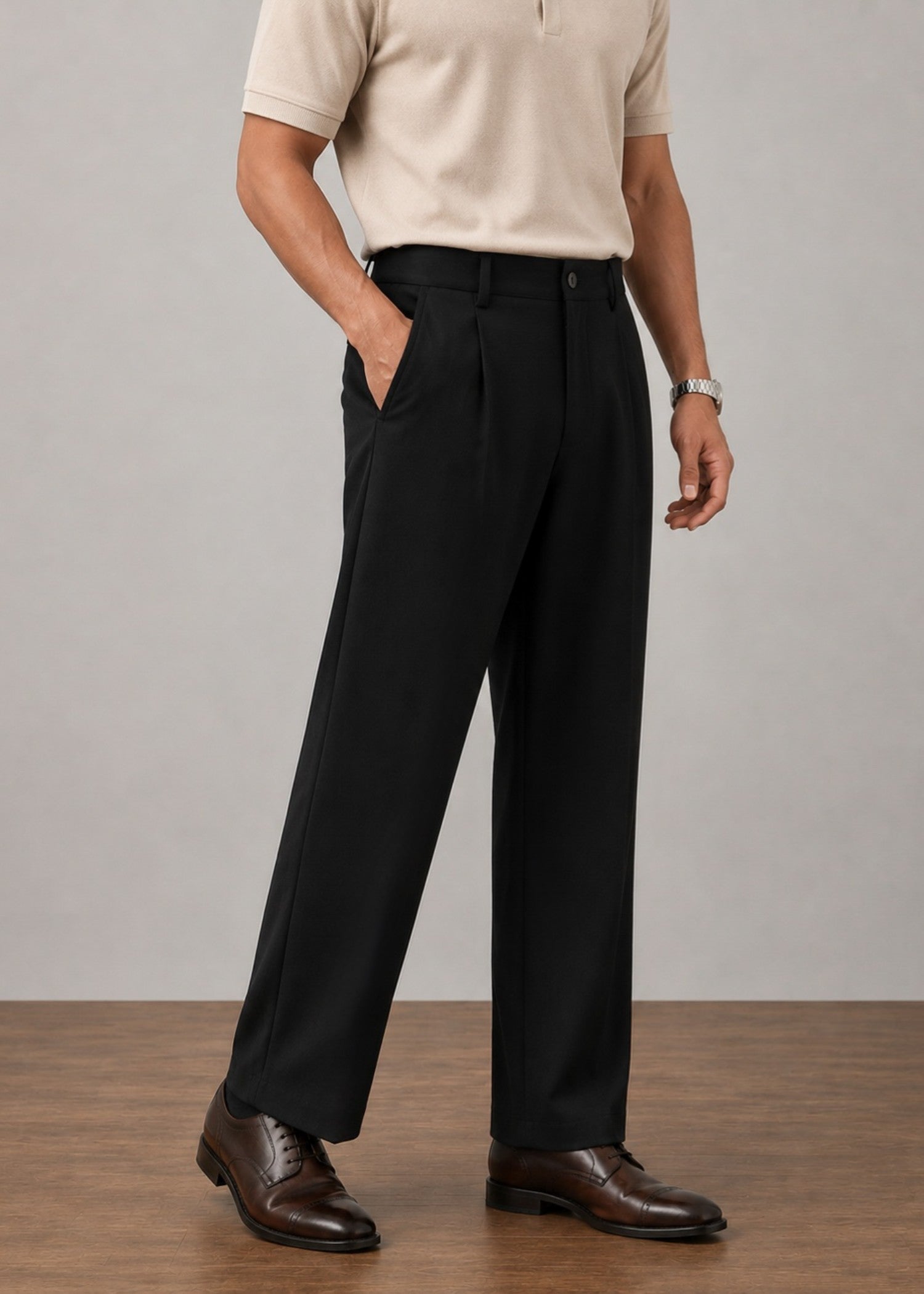 interlock knit Pants in Black