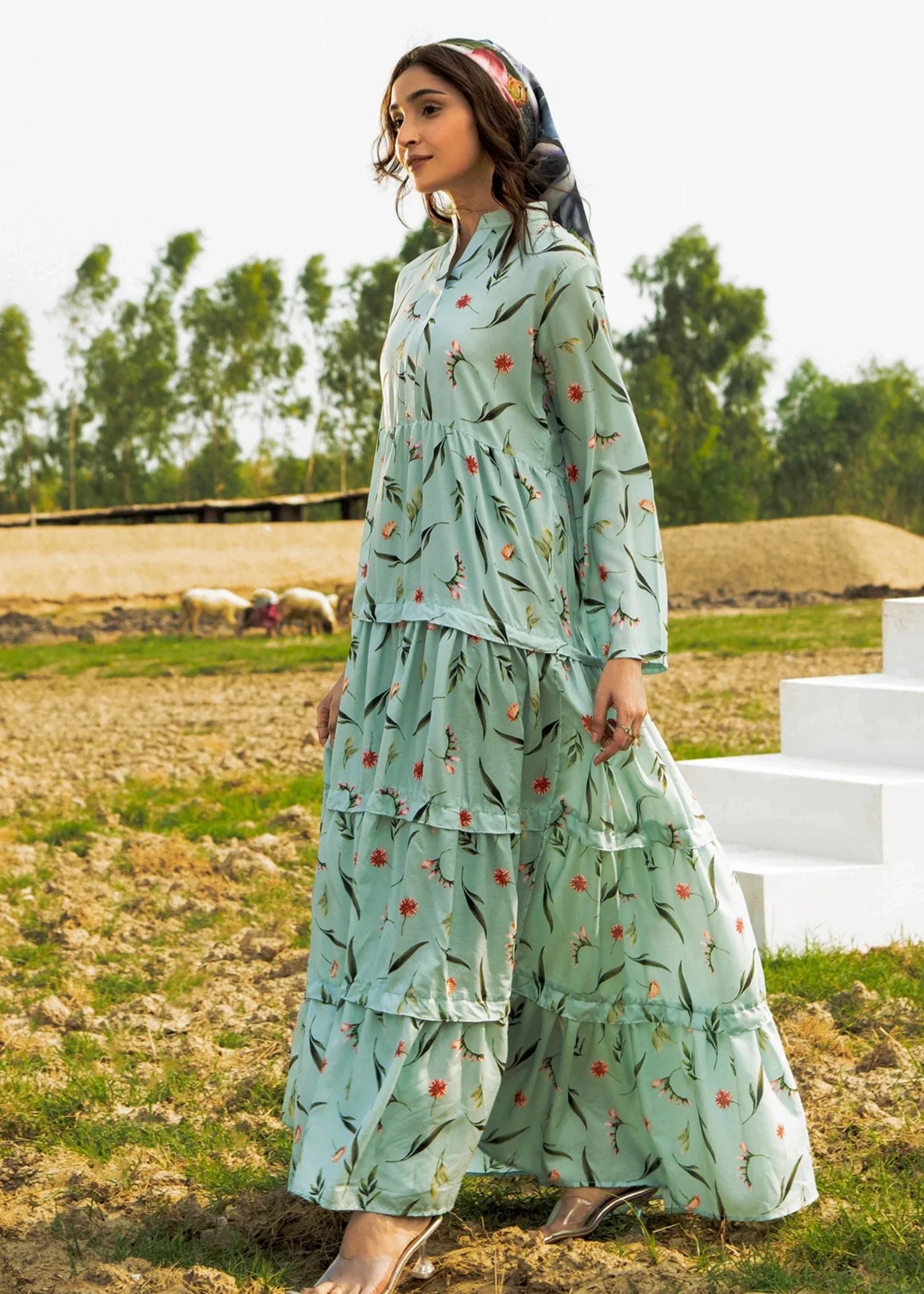 polycotton Maxi in Pastel green