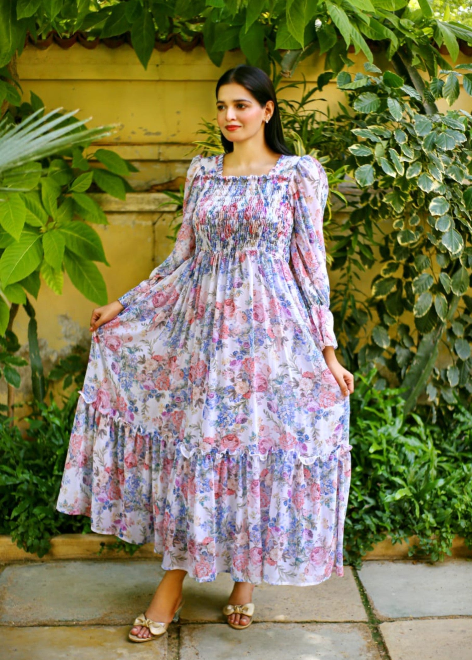 chiffon Maxi in Red, white, blue