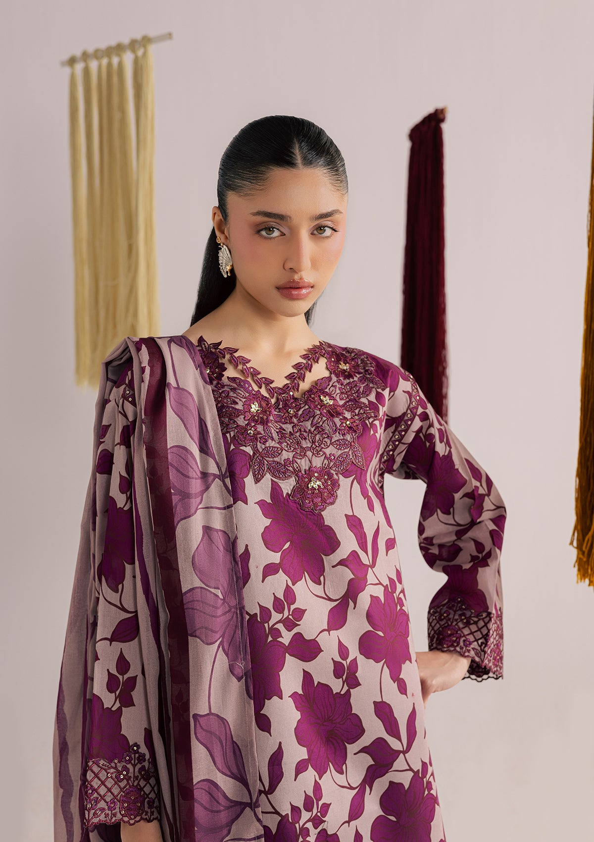 lawn Kurta Set in Purple