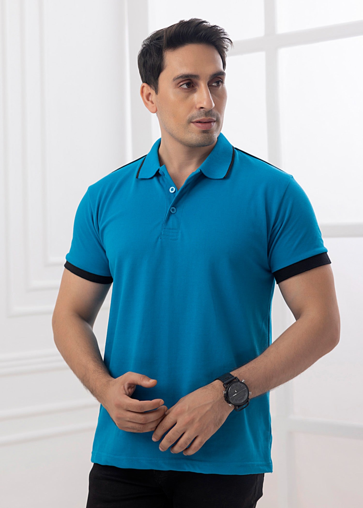 cotton pique Polo Shirt in Bondi blue