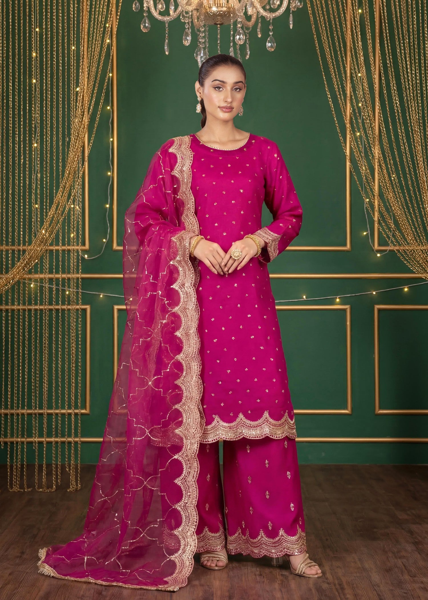 kattan silk Kurta Set in Magenta
