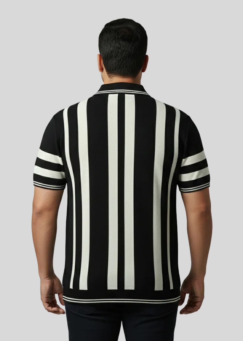 polyester-spandex Polo Shirt in Black, white