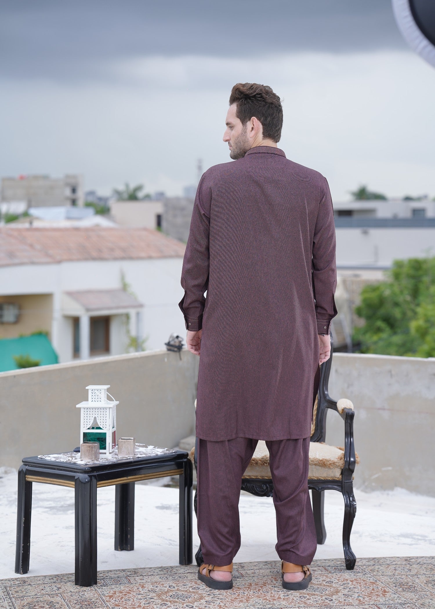 wash & wear Shalwar Kameez in Mauve by Real Image Clothing