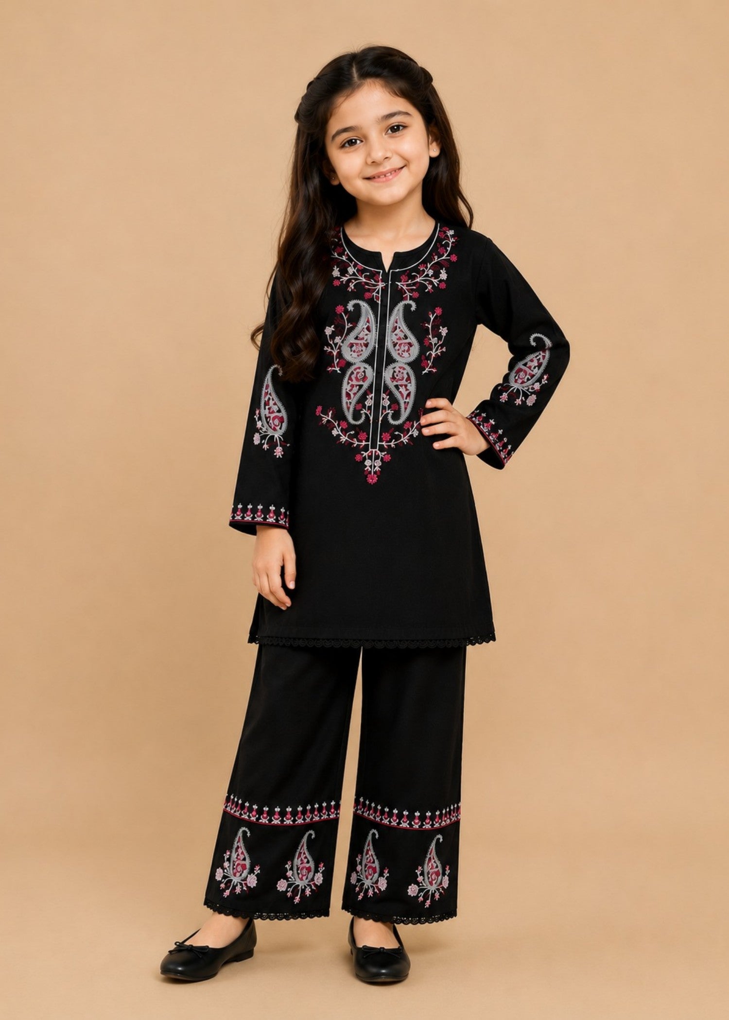 cotton Kurta Set in Deep black