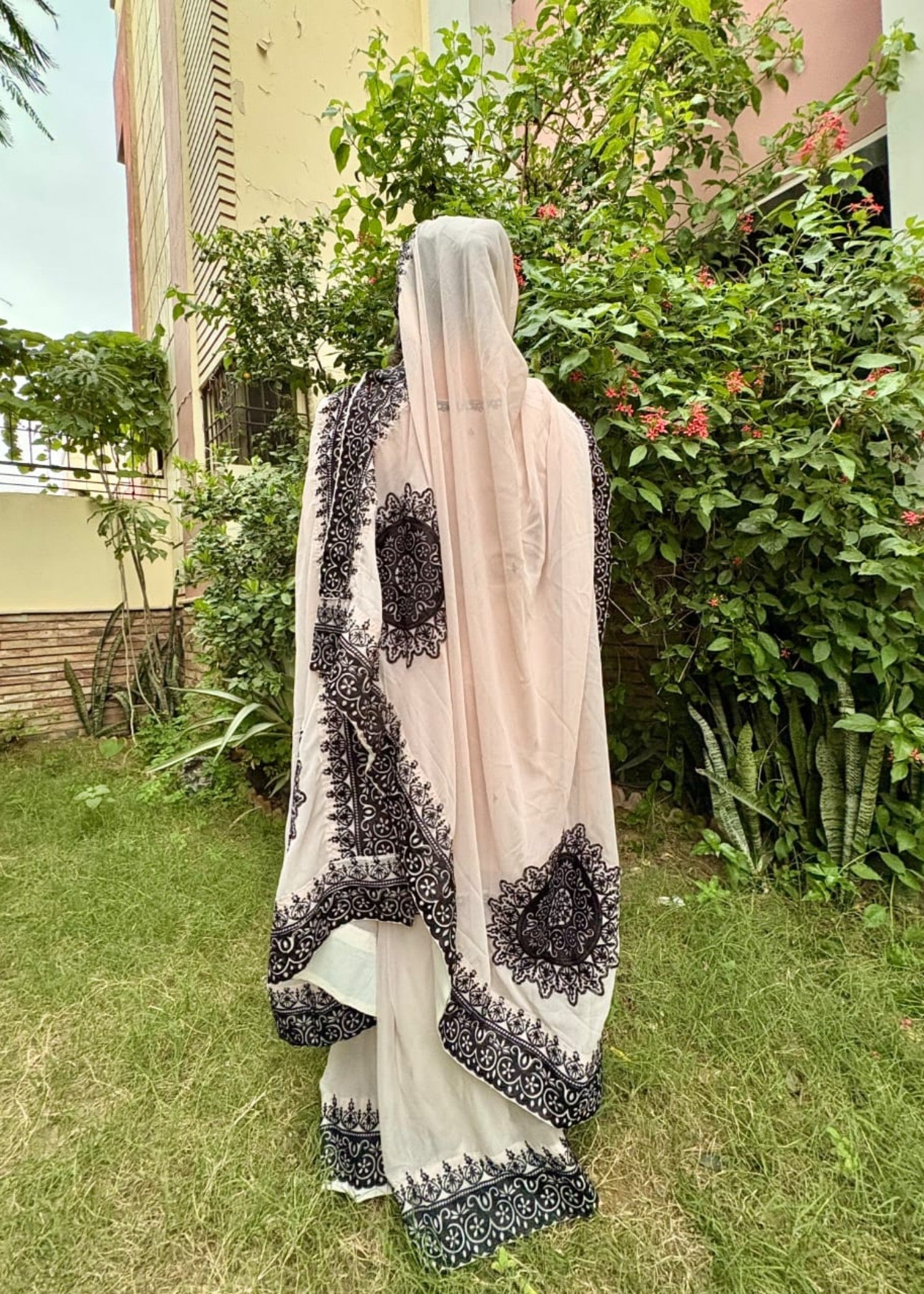 chiffon Gharara in Ivory