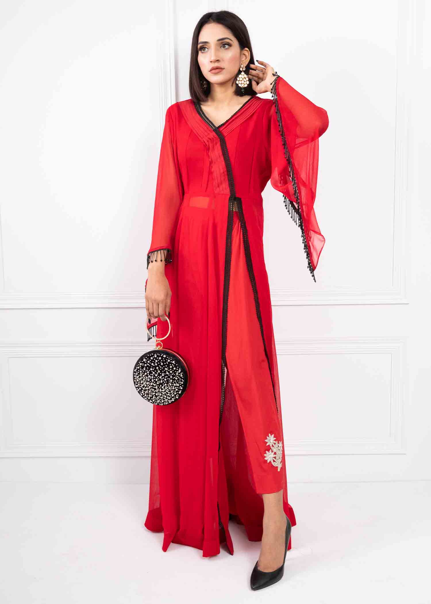 bemberg crinkle chiffon Dress in Red