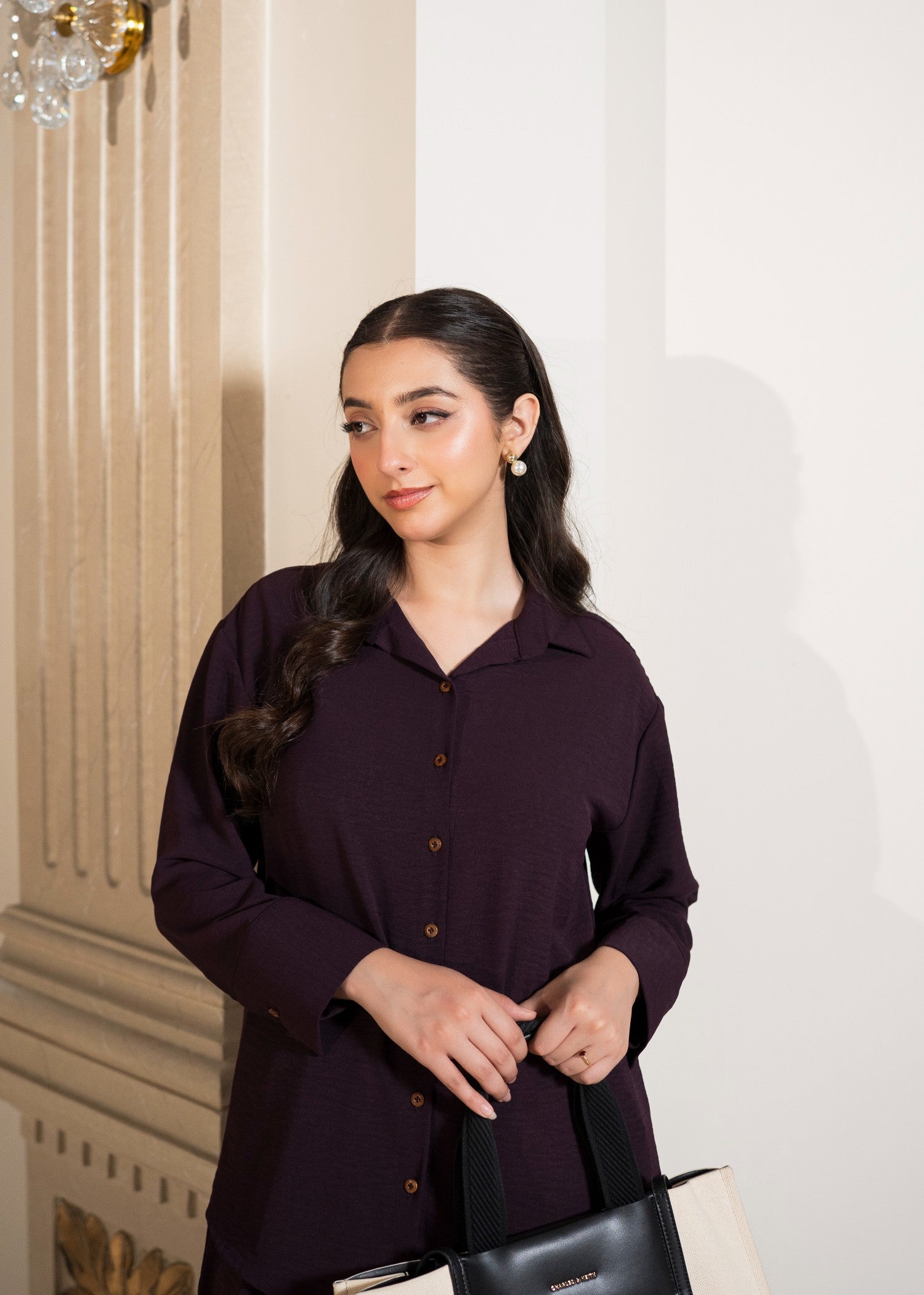 cotton-spandex Co ord Sets in Deep purple