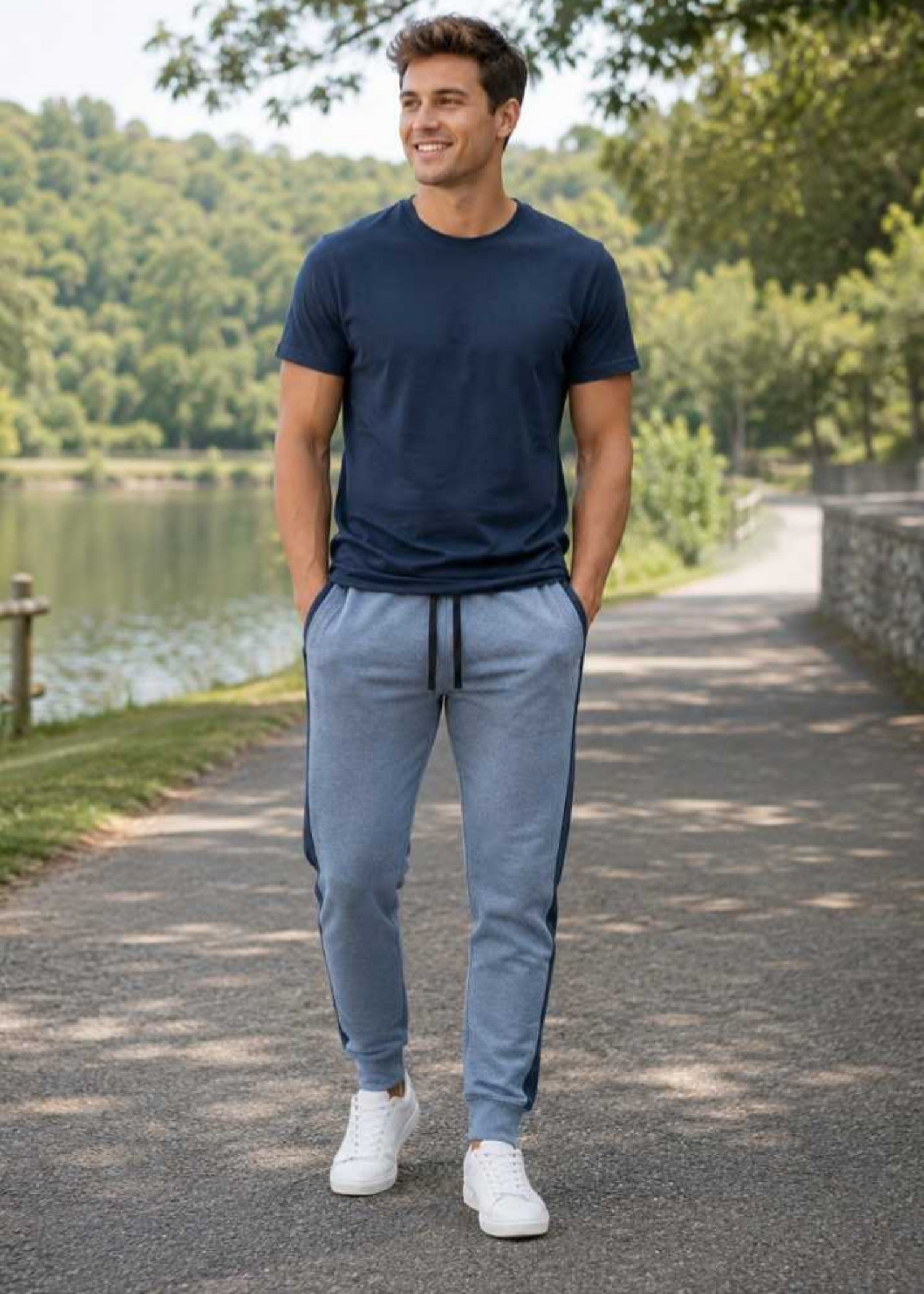 fleece Jogger Pants in Light blue