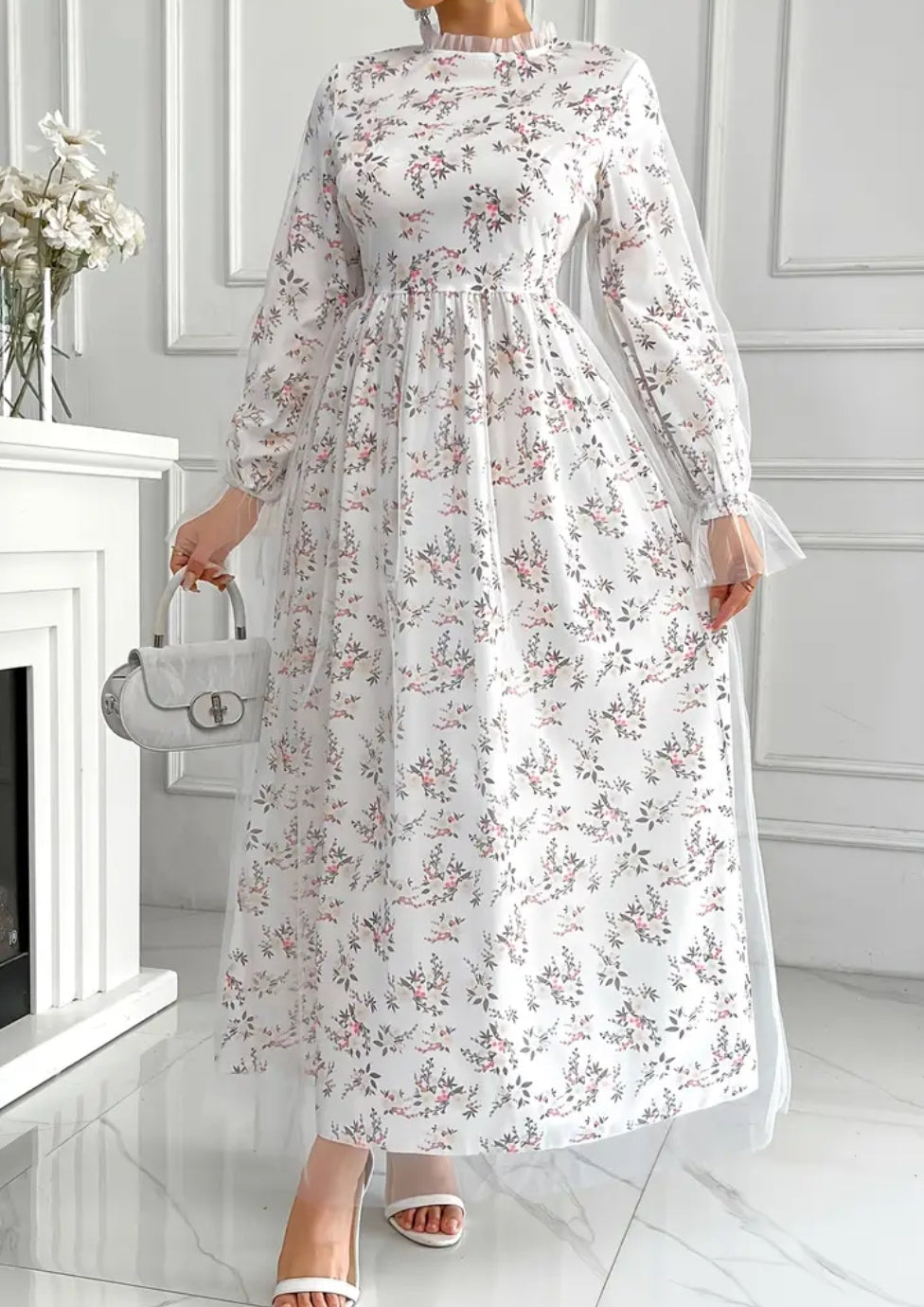 polyester Frock in White