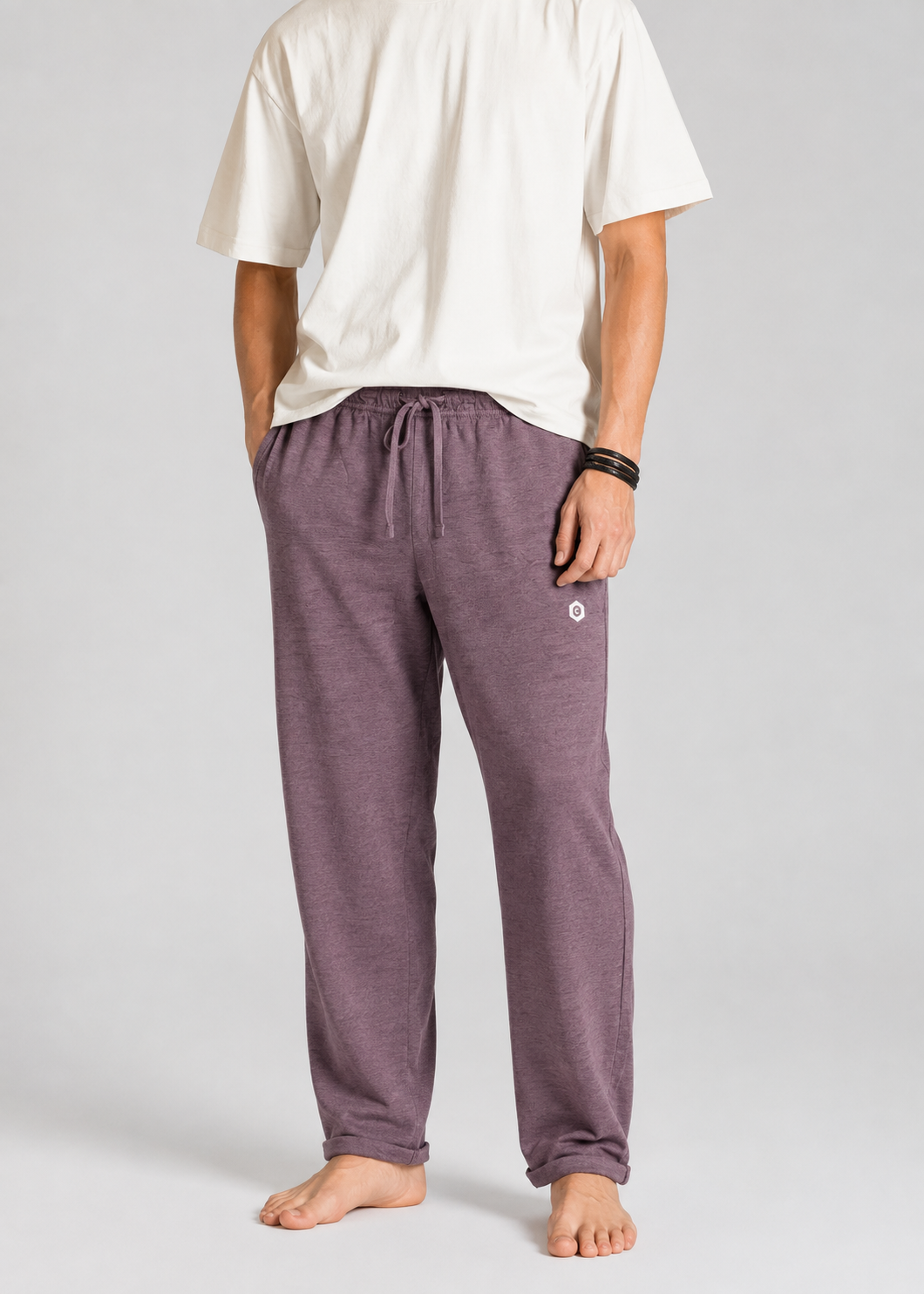 cotton jersey Trousers in Mauve, plum purple