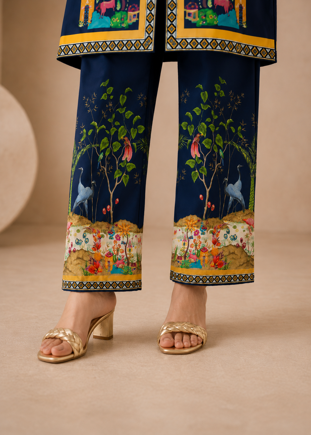 lawn Unstitched in Navy blue, yellow
