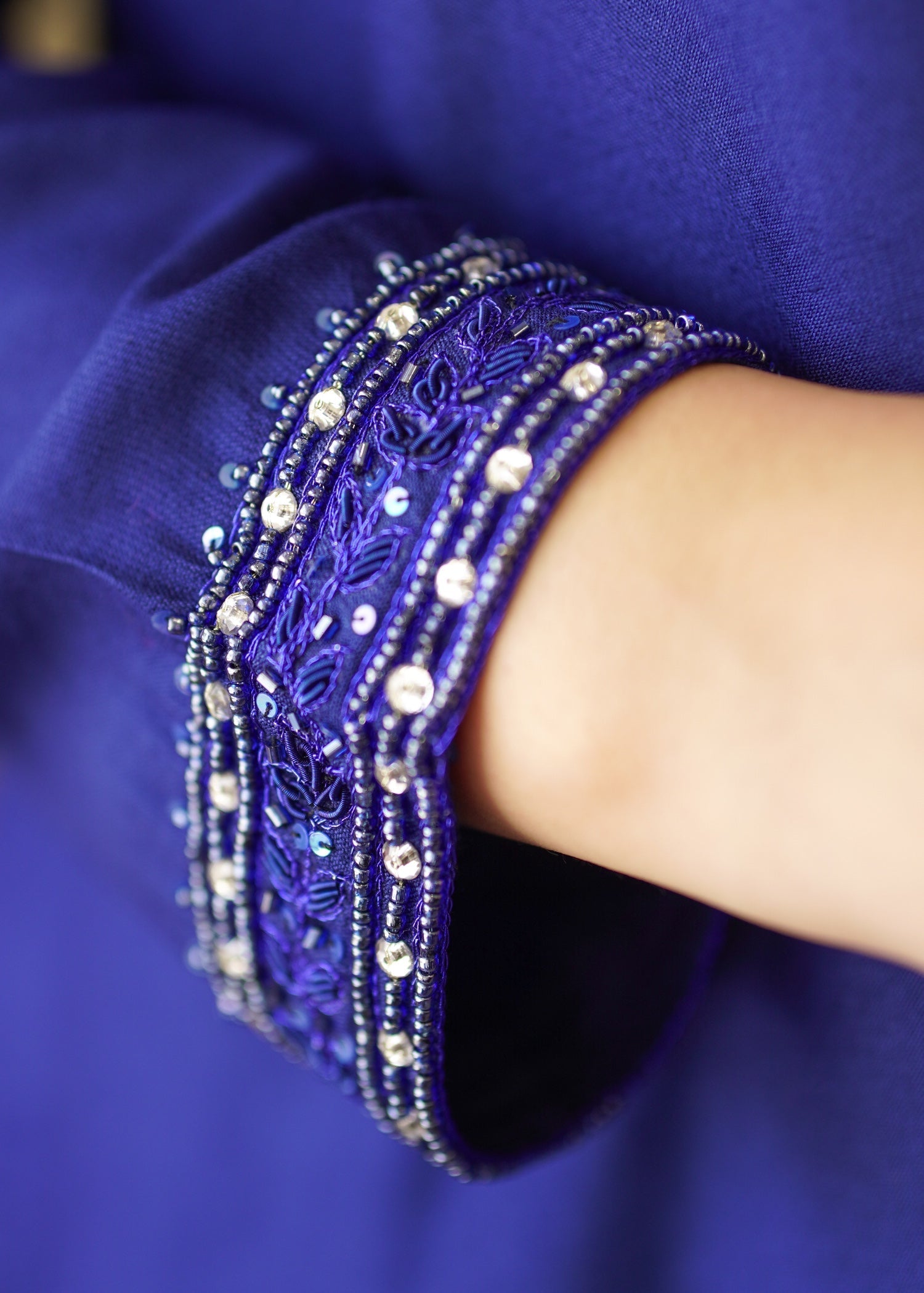 viscose raw silk Kurta Set in Dark blue