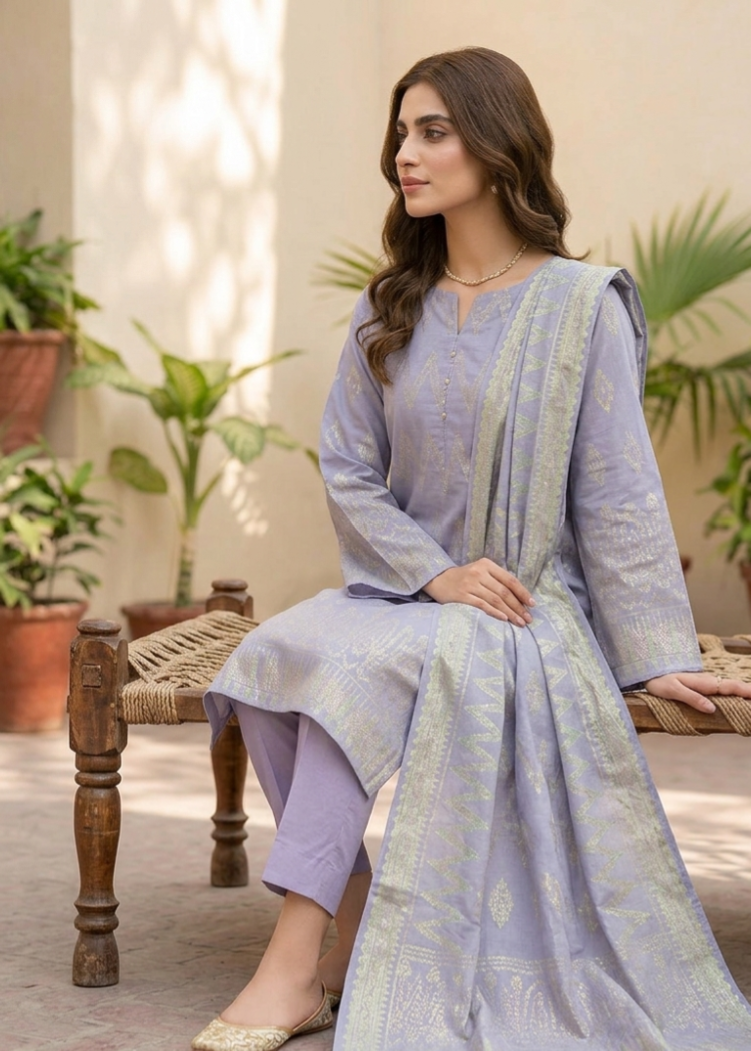 brochea jacquard Unstitched in Periwinkle