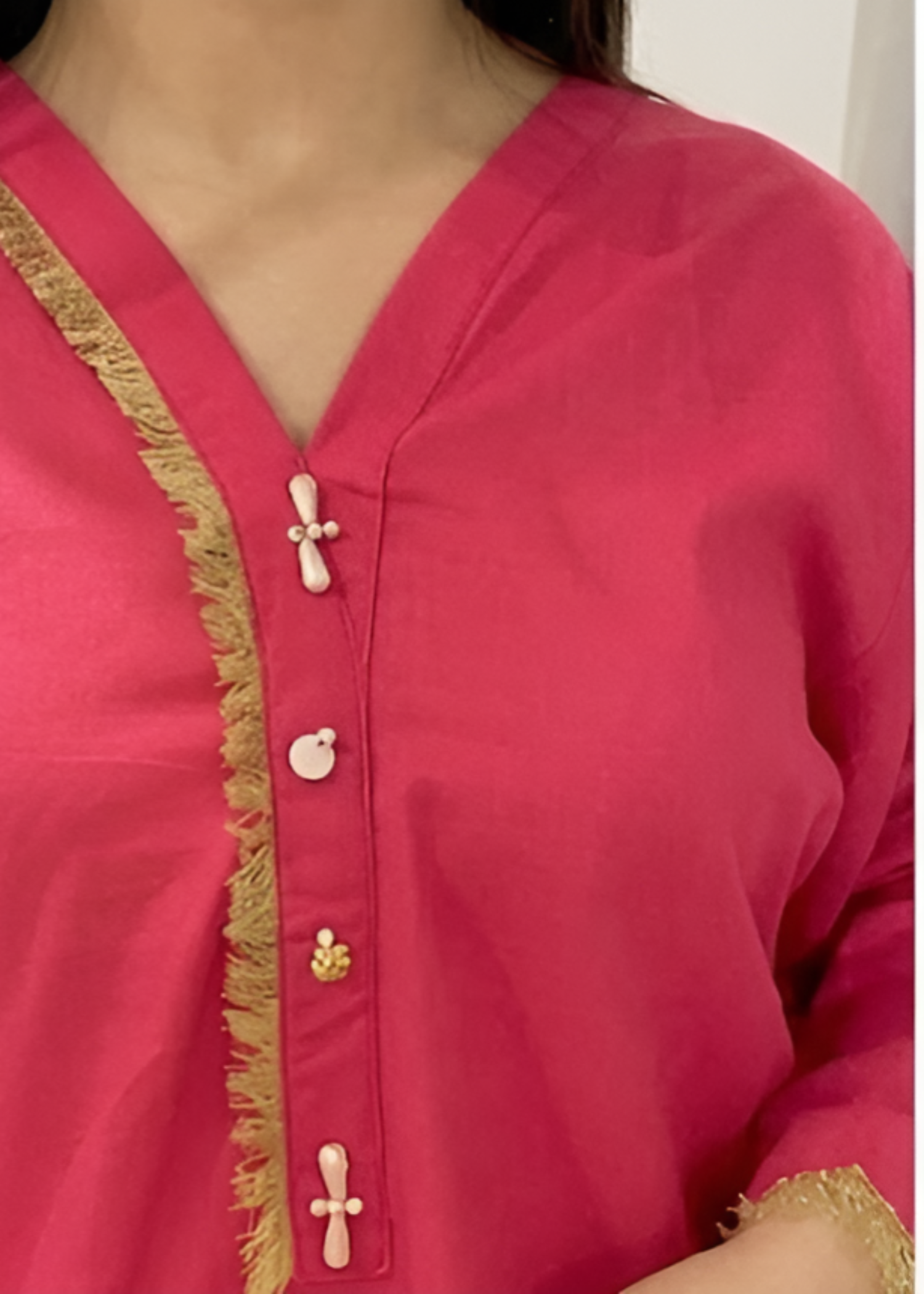 cotton Kurti in Watermelon pink