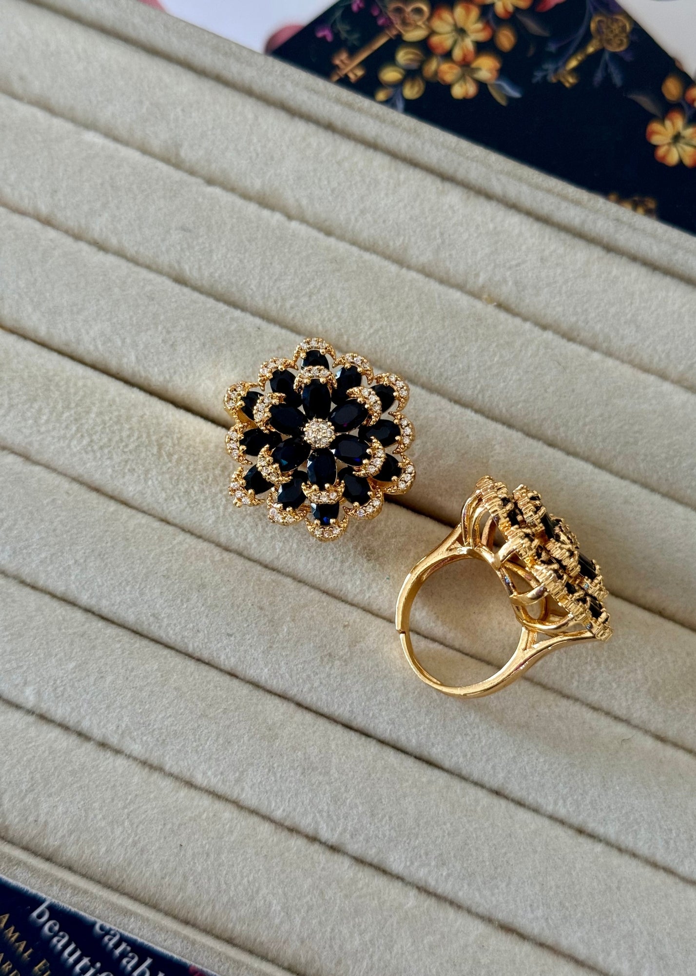 Ring in Gold, black Color by - Trendy Women Ring FMC3542