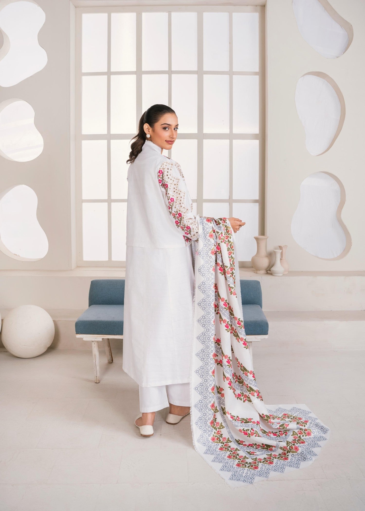 cotton Pishwas in White