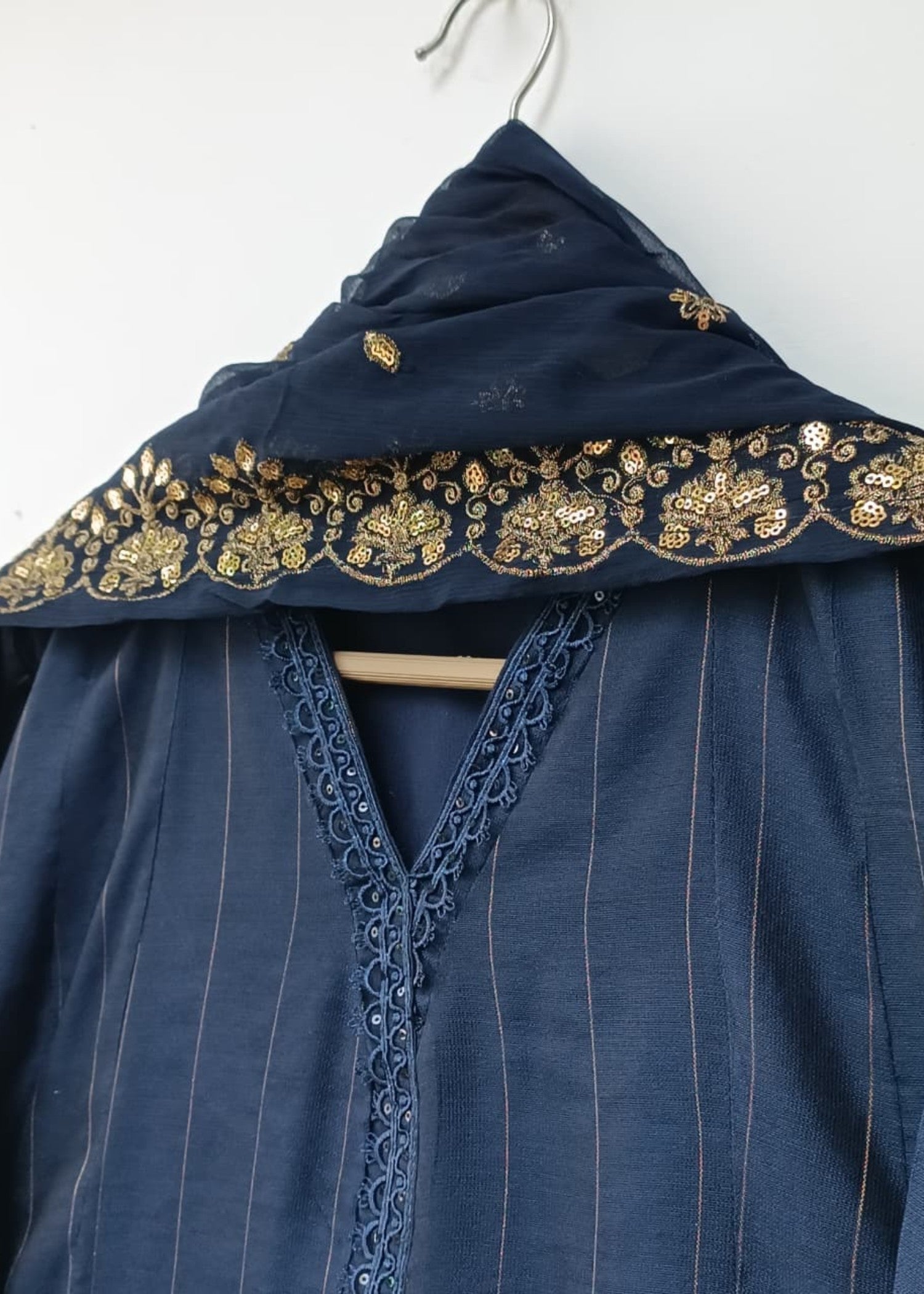 khaddi net Maxi in Navy blue