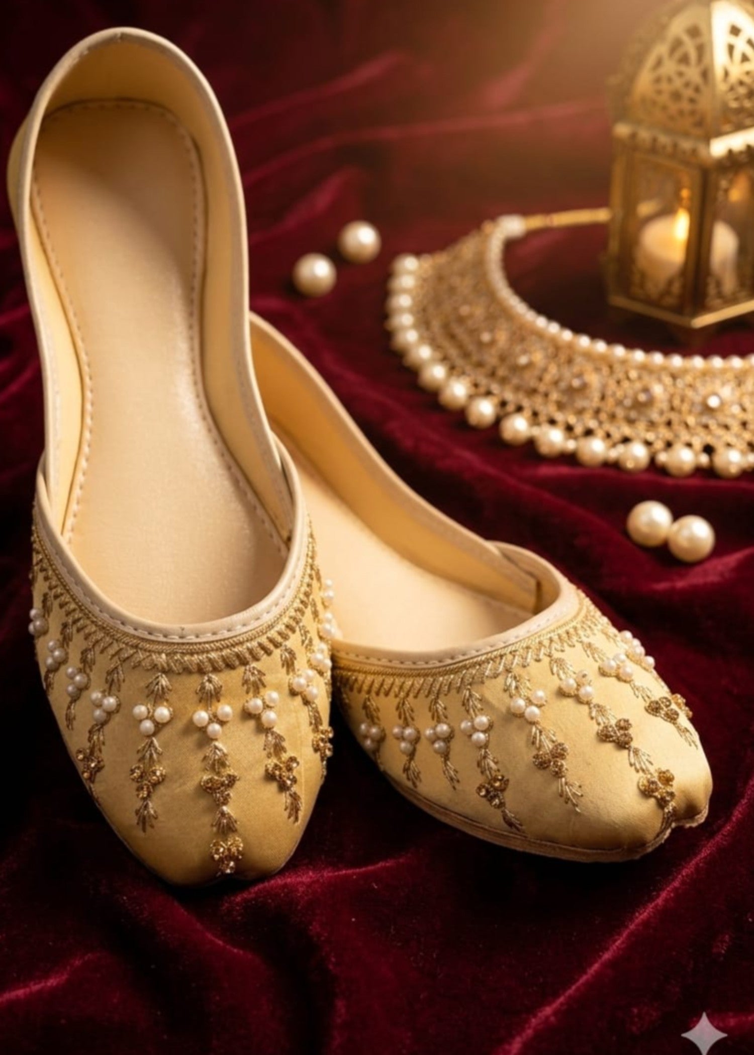 Khussa in Beige by - High Quality Women Khussa EGV9427