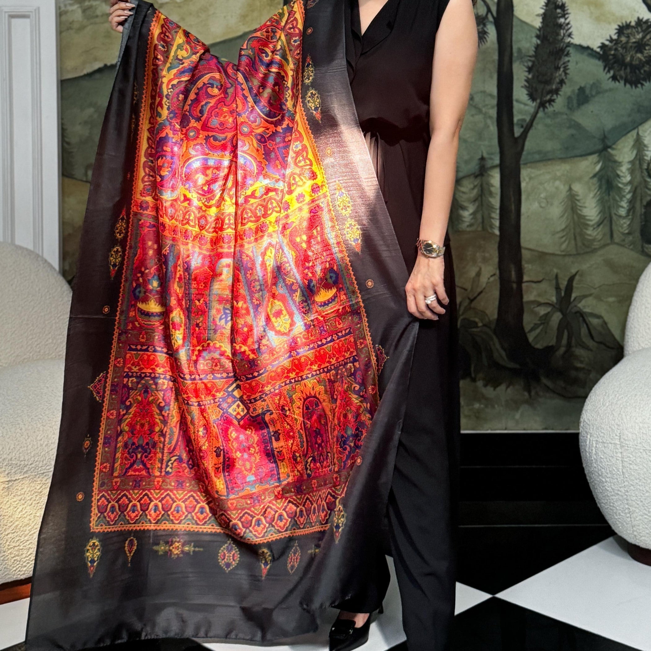 Shawl in Black Color by - Trendy Women Shawl UZA7352