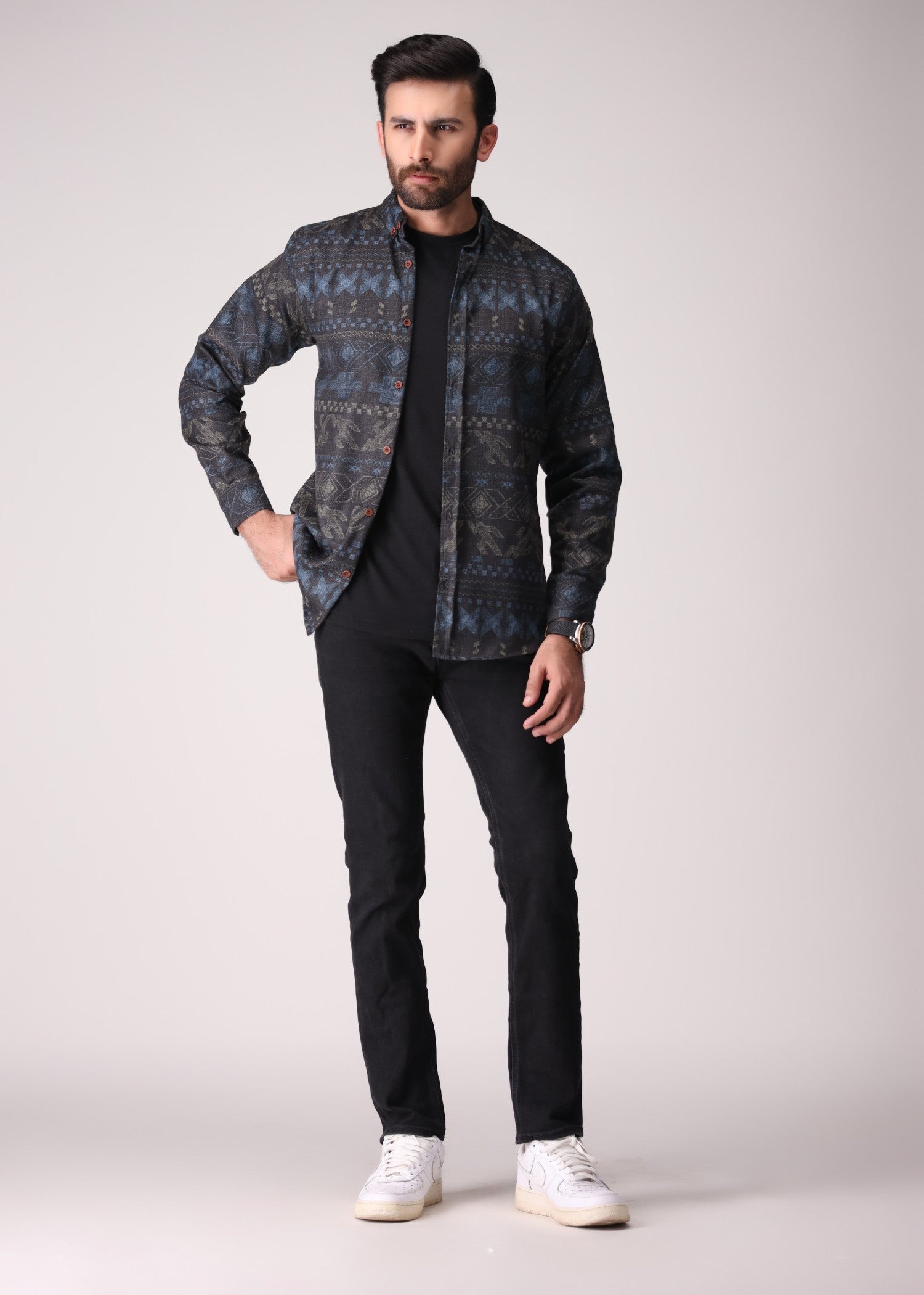flannel Casual Shirt in Black