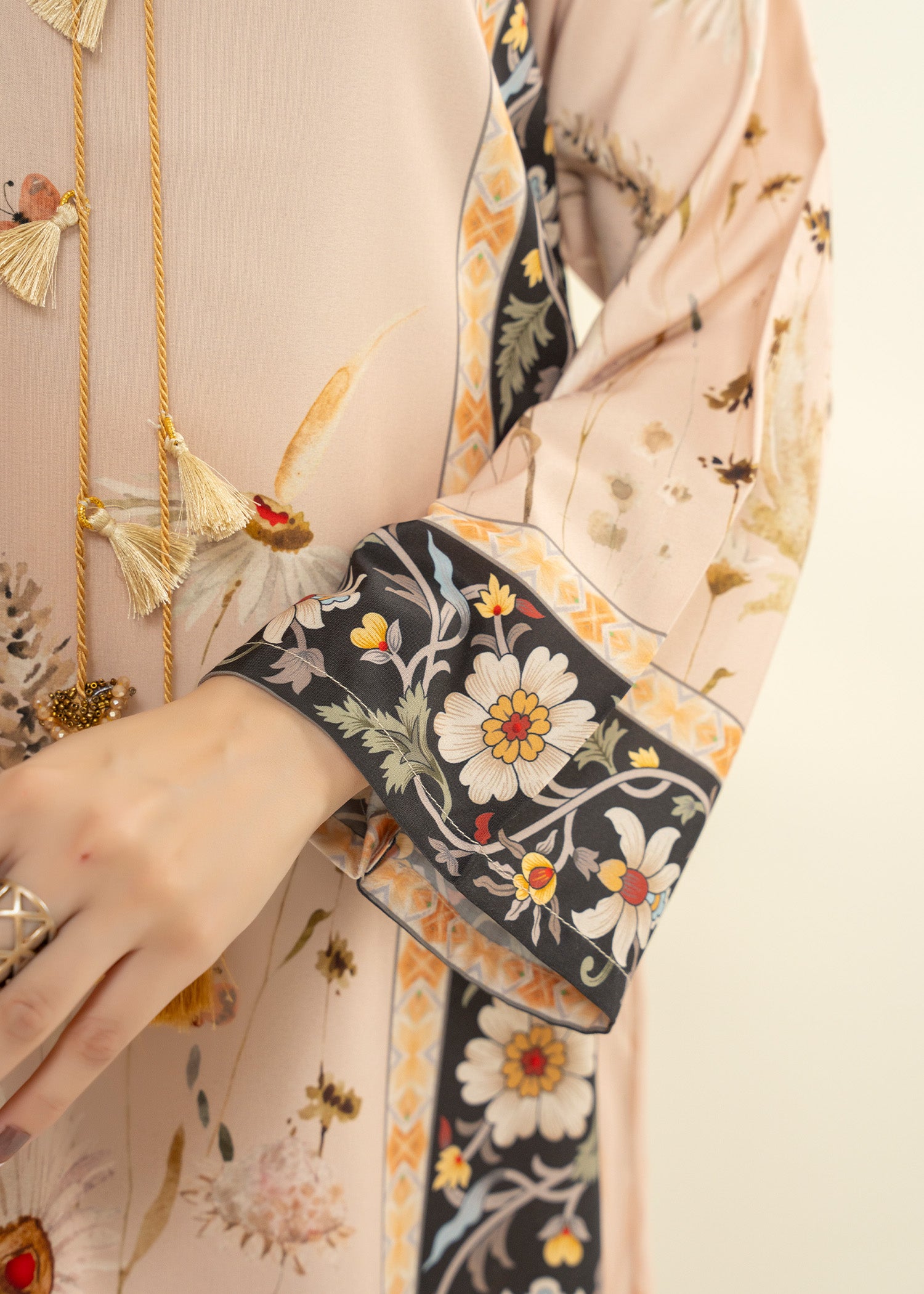 silk Kaftan in Beige