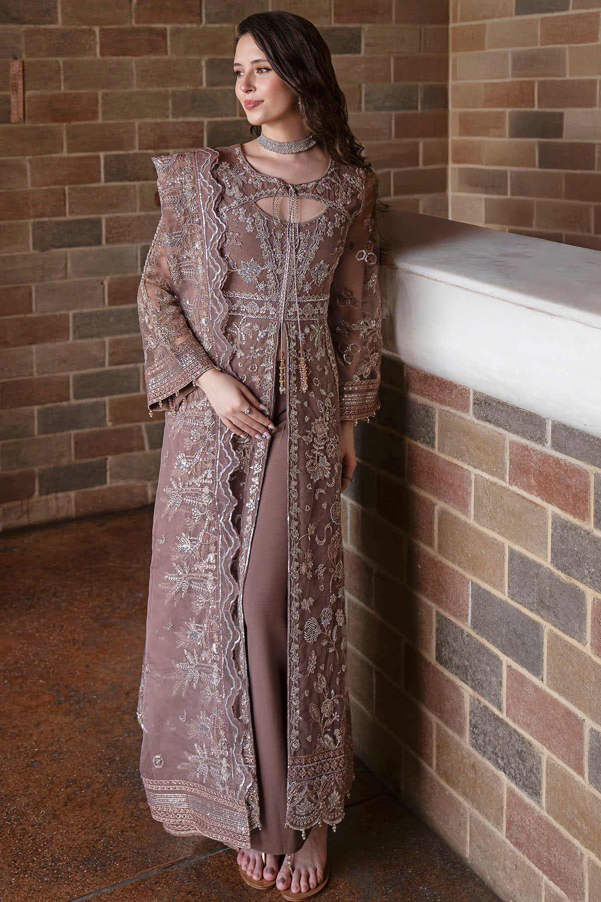 silk cotton net Kurta Set in Peach pink