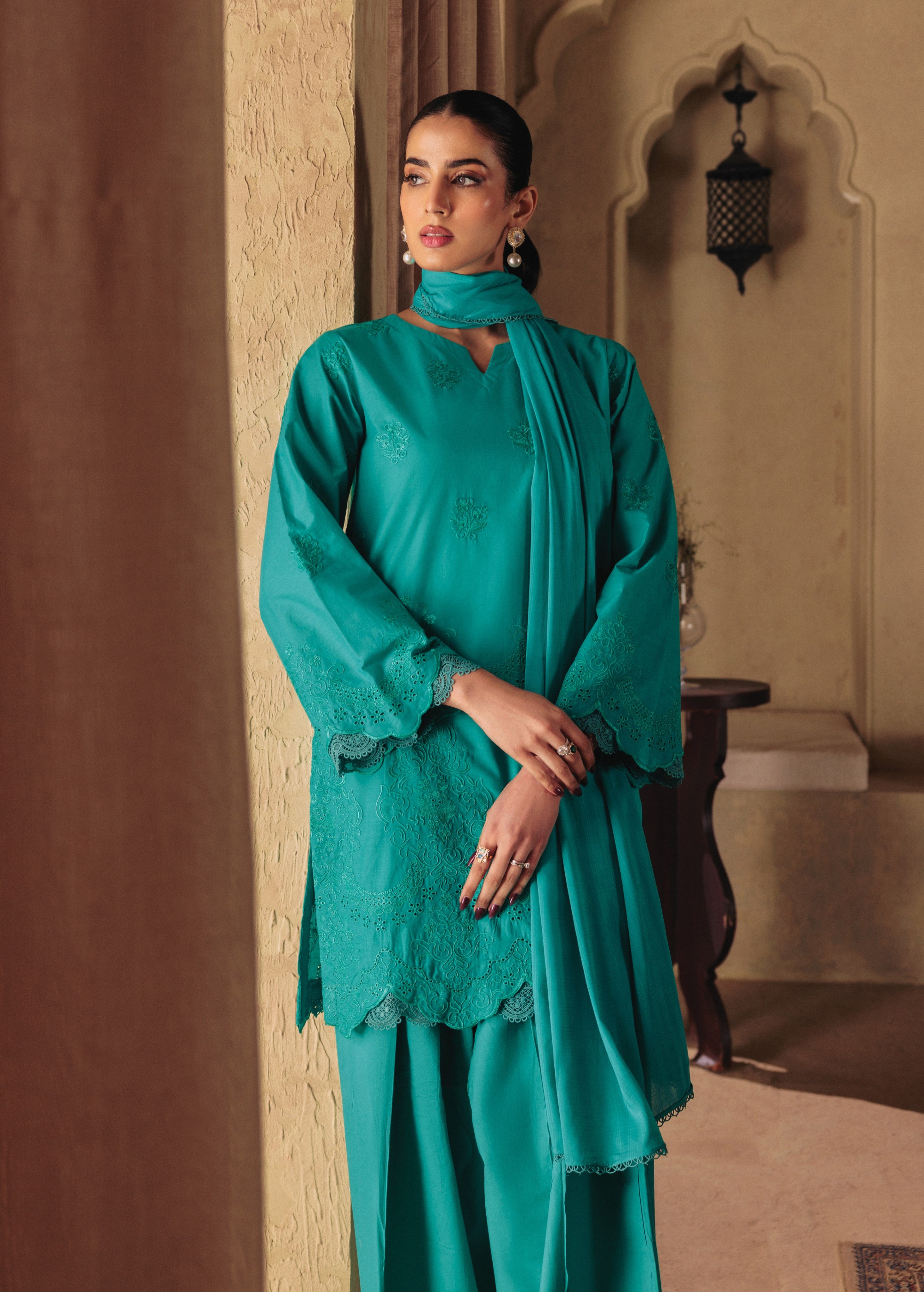 lawn Kurta Set in Sea green
