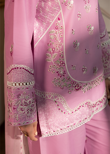 textured lawn Kurta Set in Cotton candy