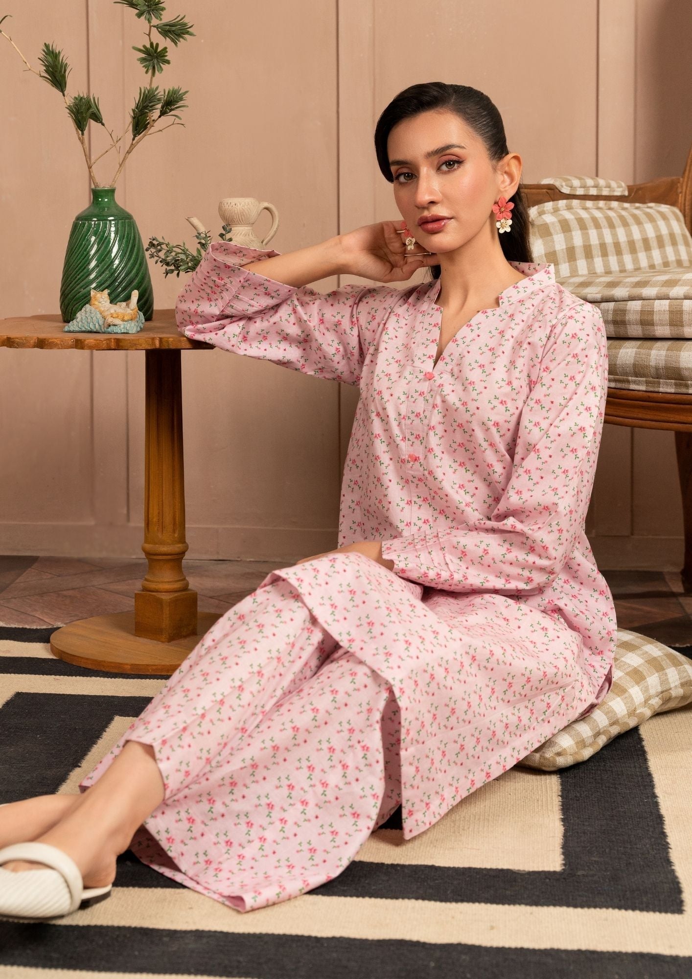 lawn Co Ord Sets in Baby pink