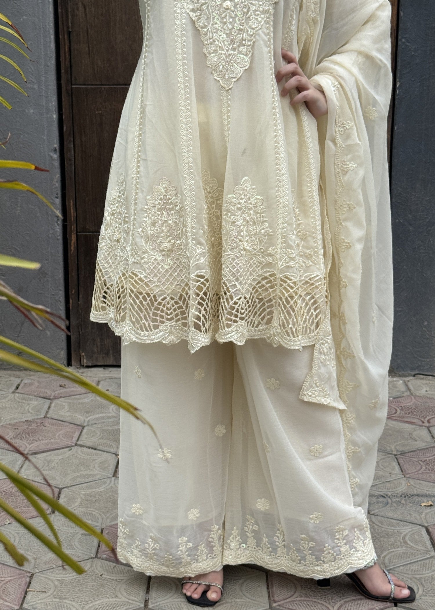 chiffon Short Frock in Buttercream