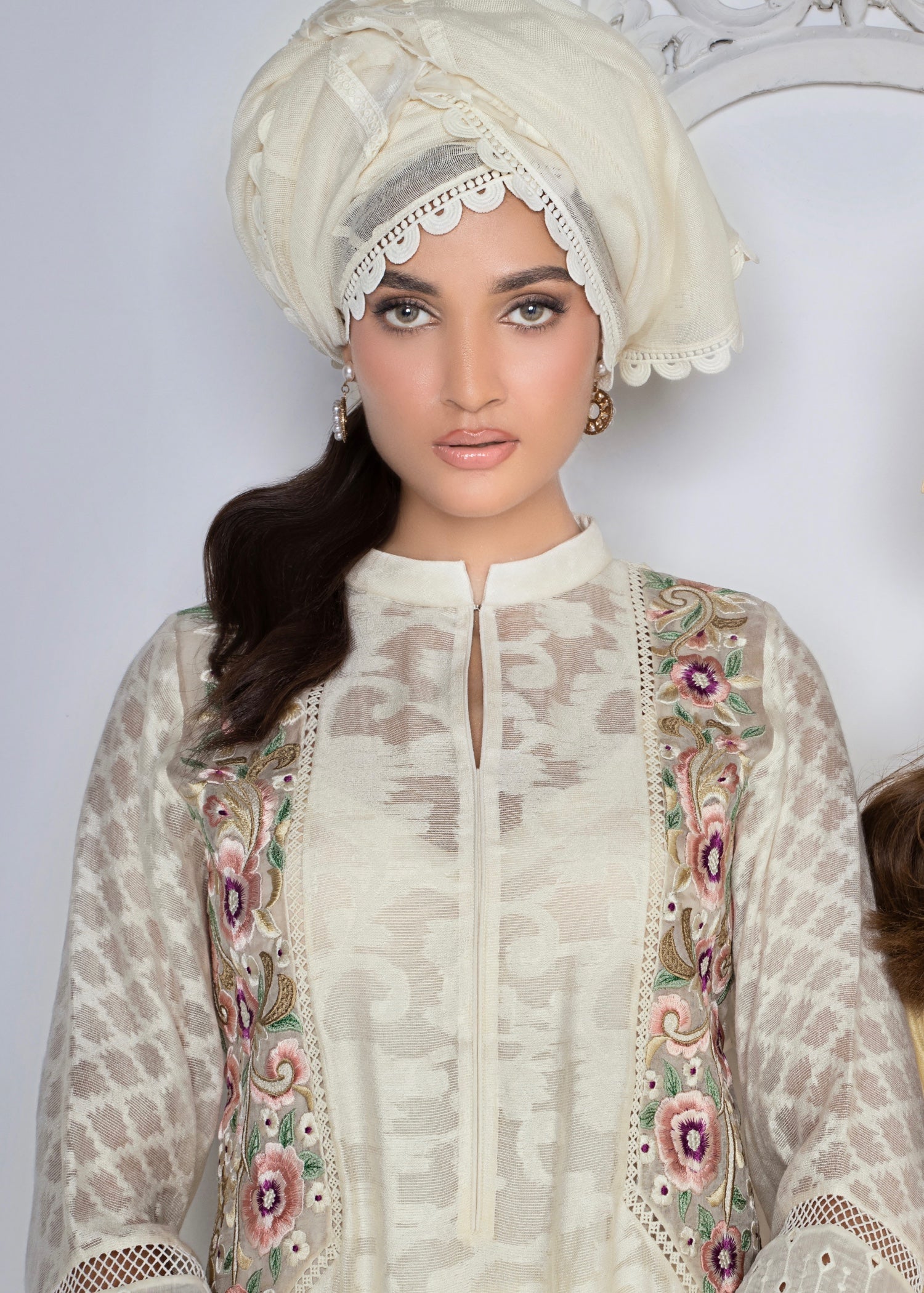 khaddi net Kurti in Ivory