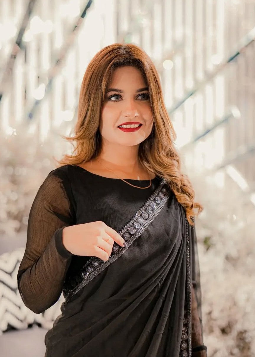 chiffon Saree in Black