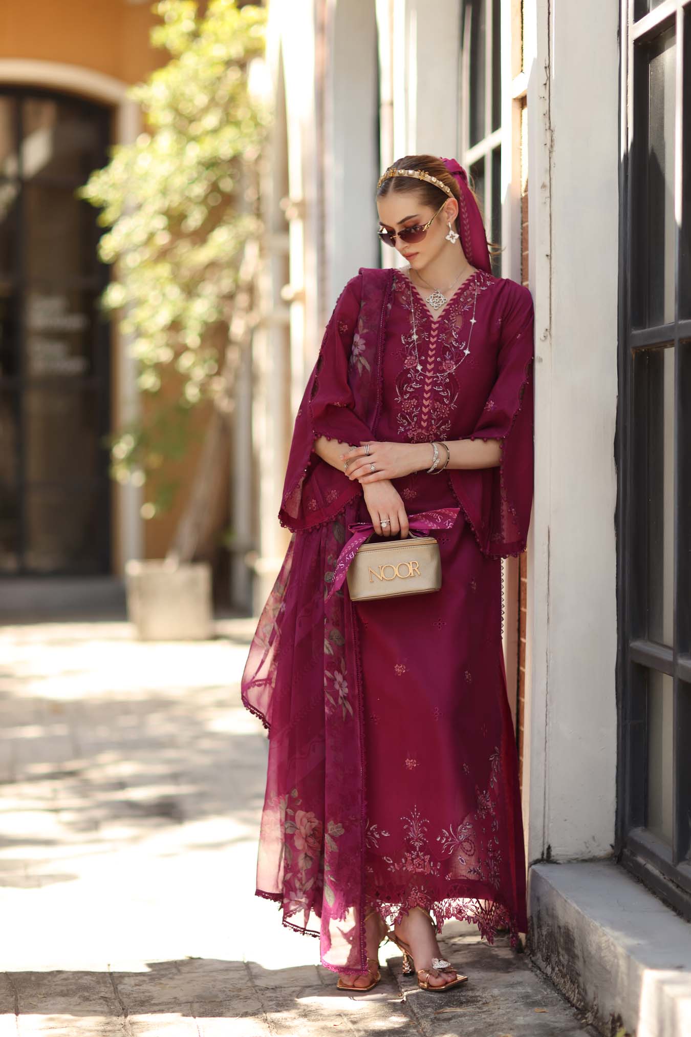 Noor Eid Luxe Printskhaas Lawn – D3 - A - Fushia Blush