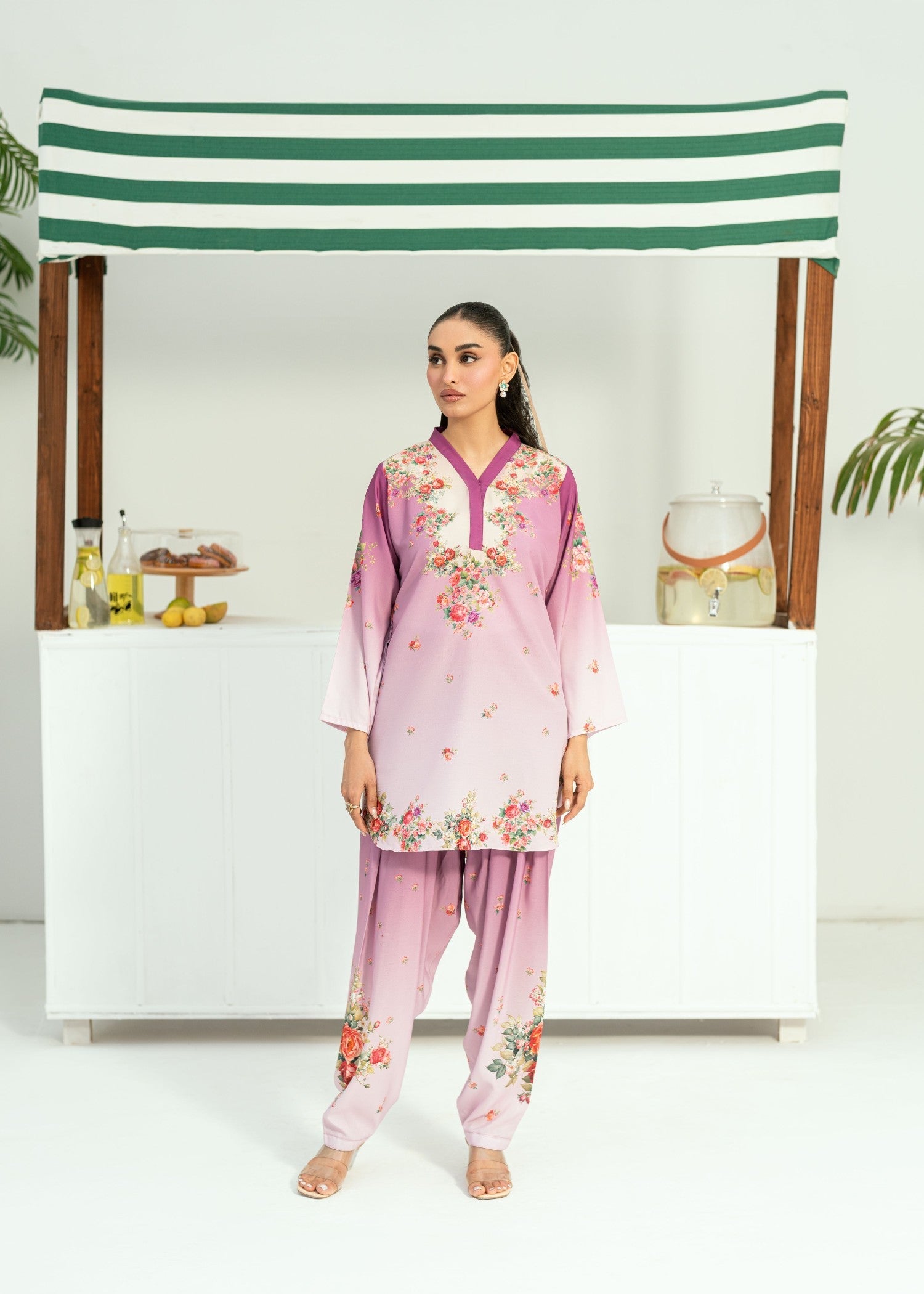 blended cambric Co Ord Sets in Bright lavender