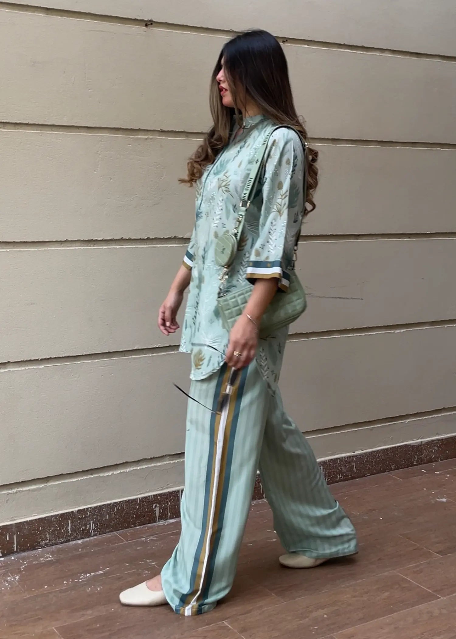 poly lawn Kurta Set in Cloud blue