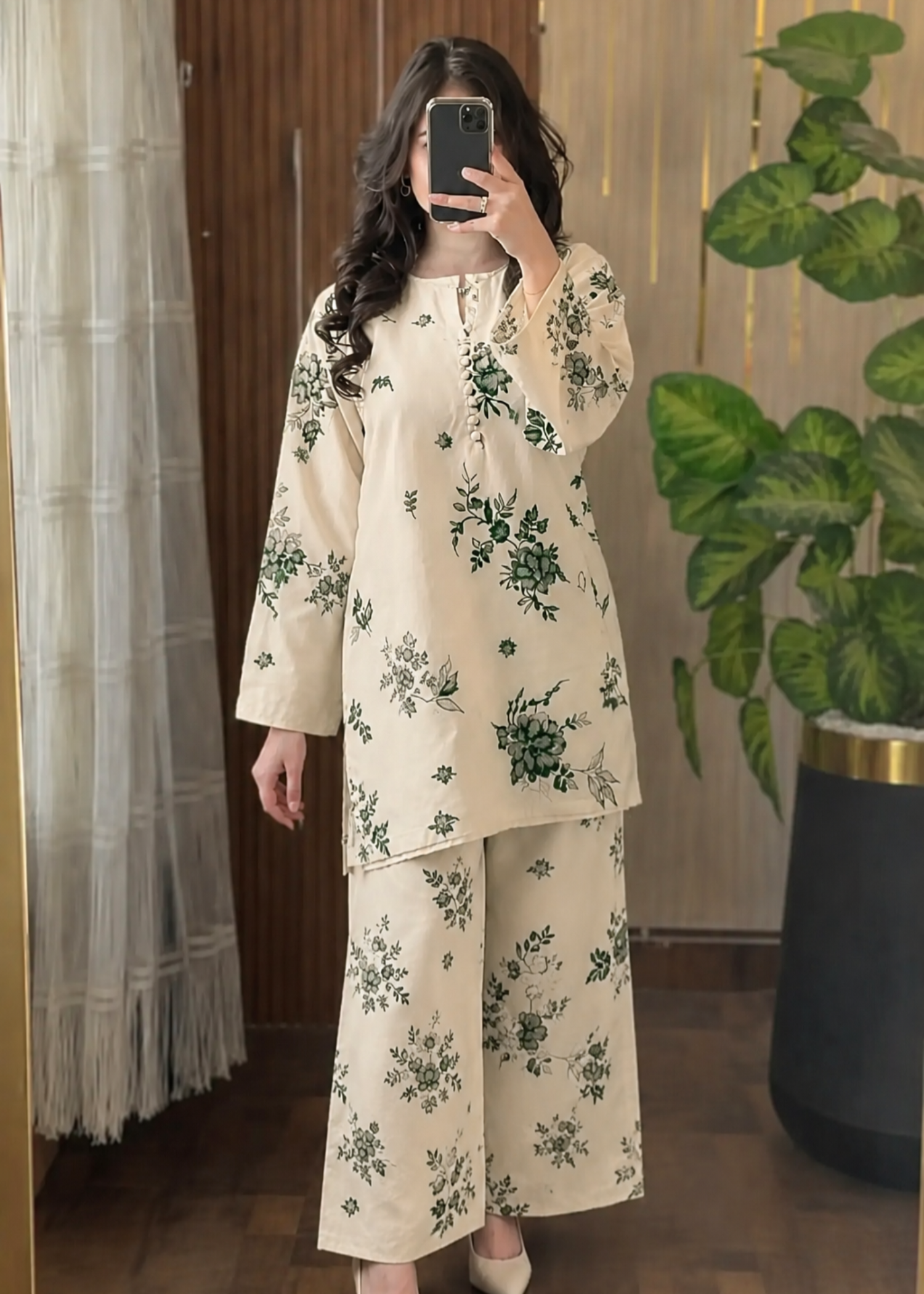 lawn cotton Co Ord Sets in Off-white