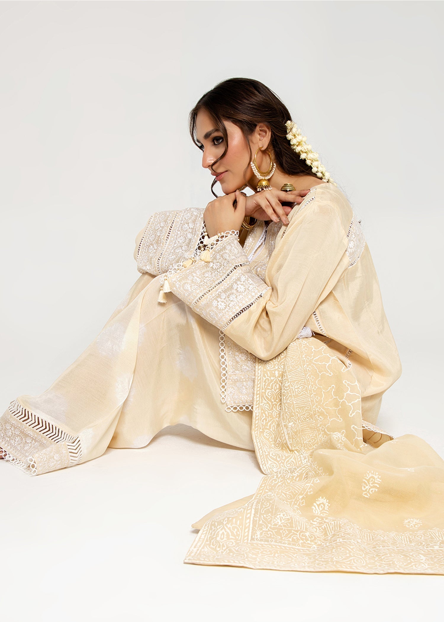 viscose Kurta Set in Beige