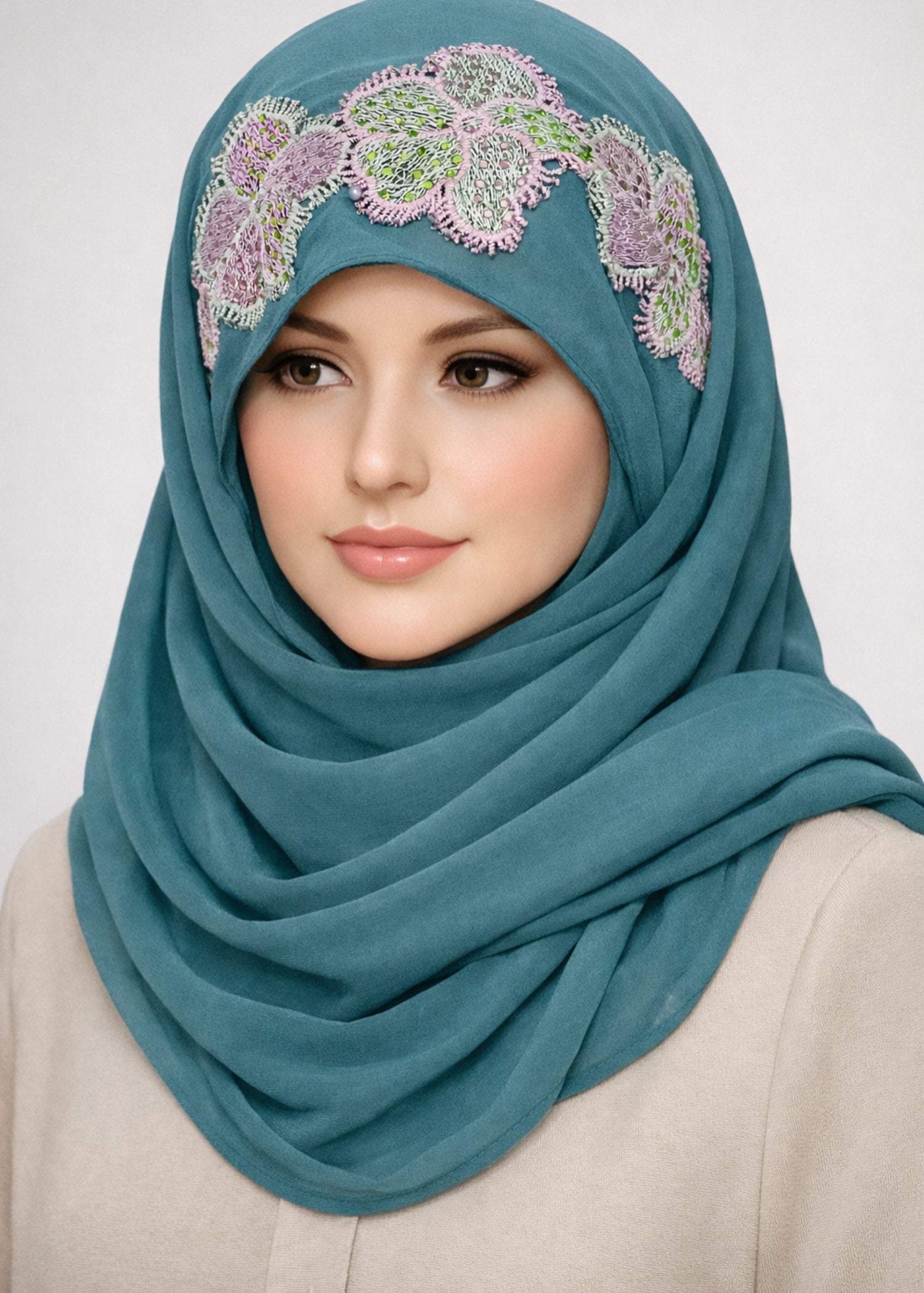chiffon Hijab in Eucalyptus green