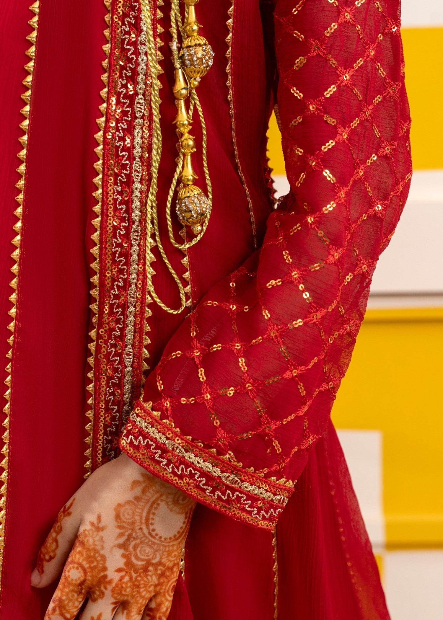 chiffon Short Frock in Red