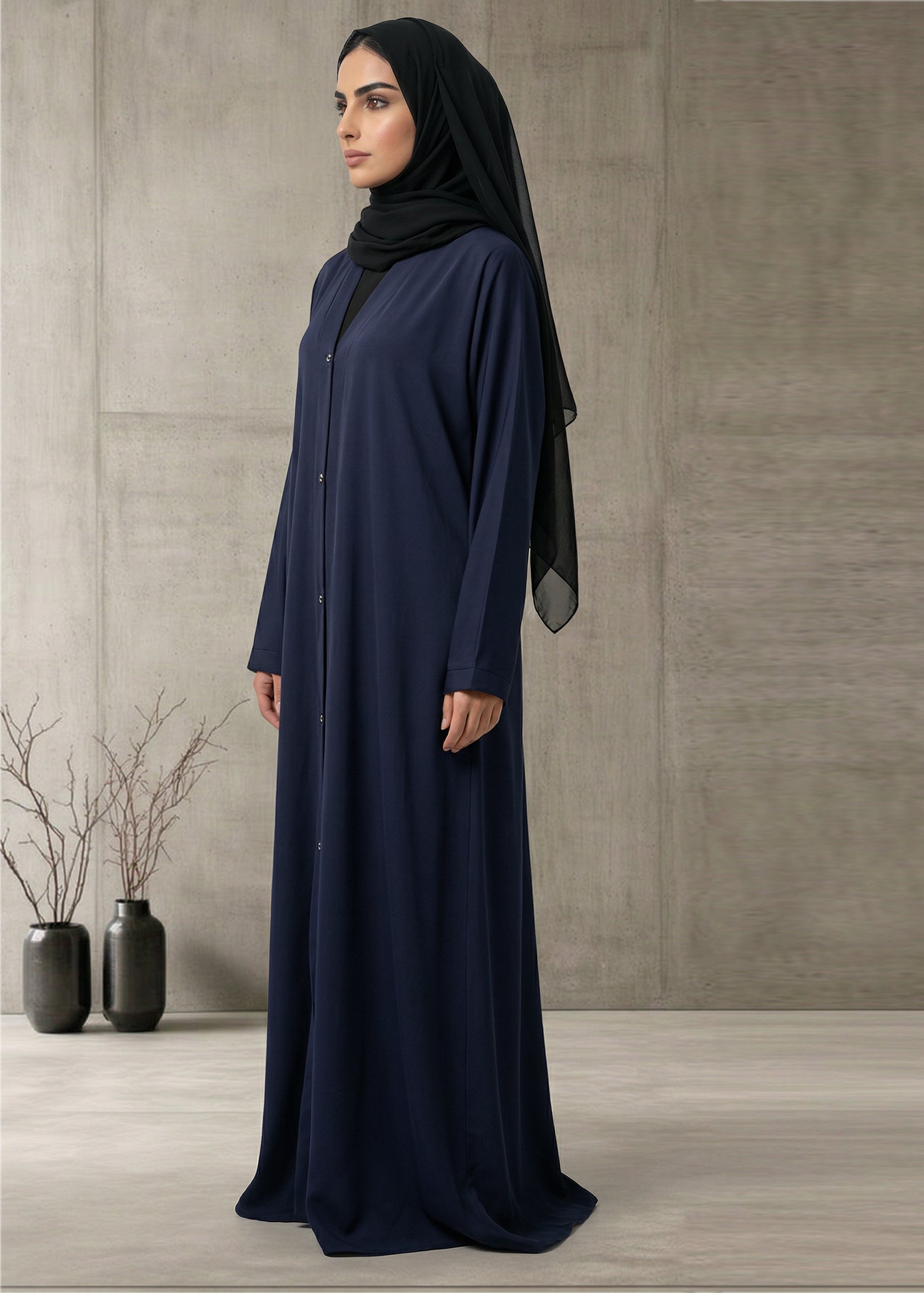 silk Abaya in Navy blue