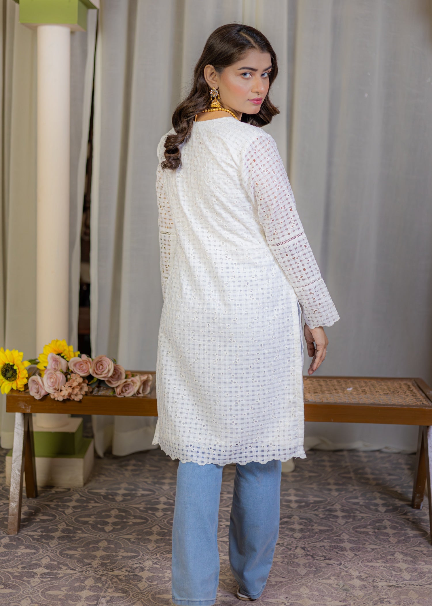 lawn Kurti in White