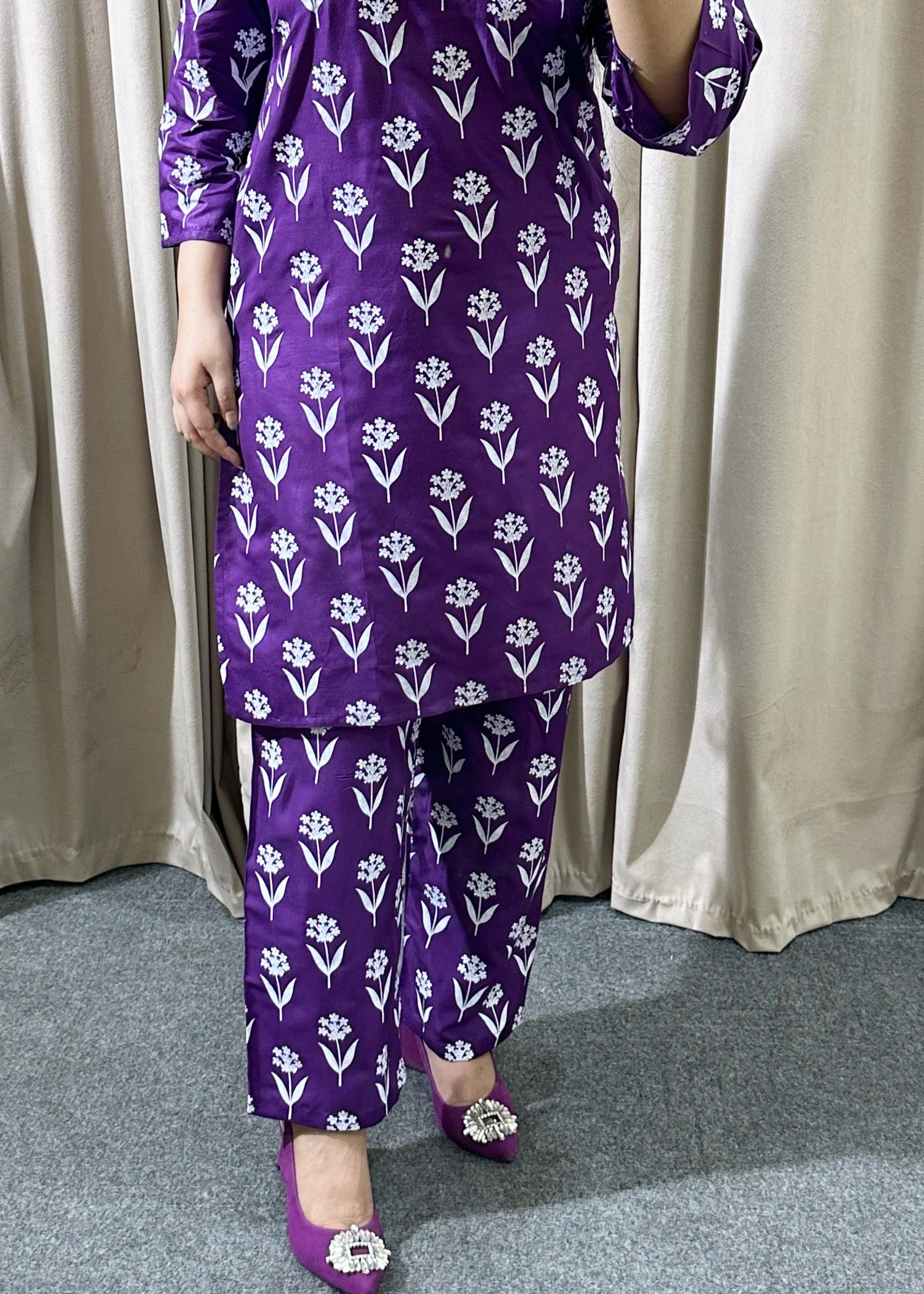 linen Co Ord Sets in Purple heart