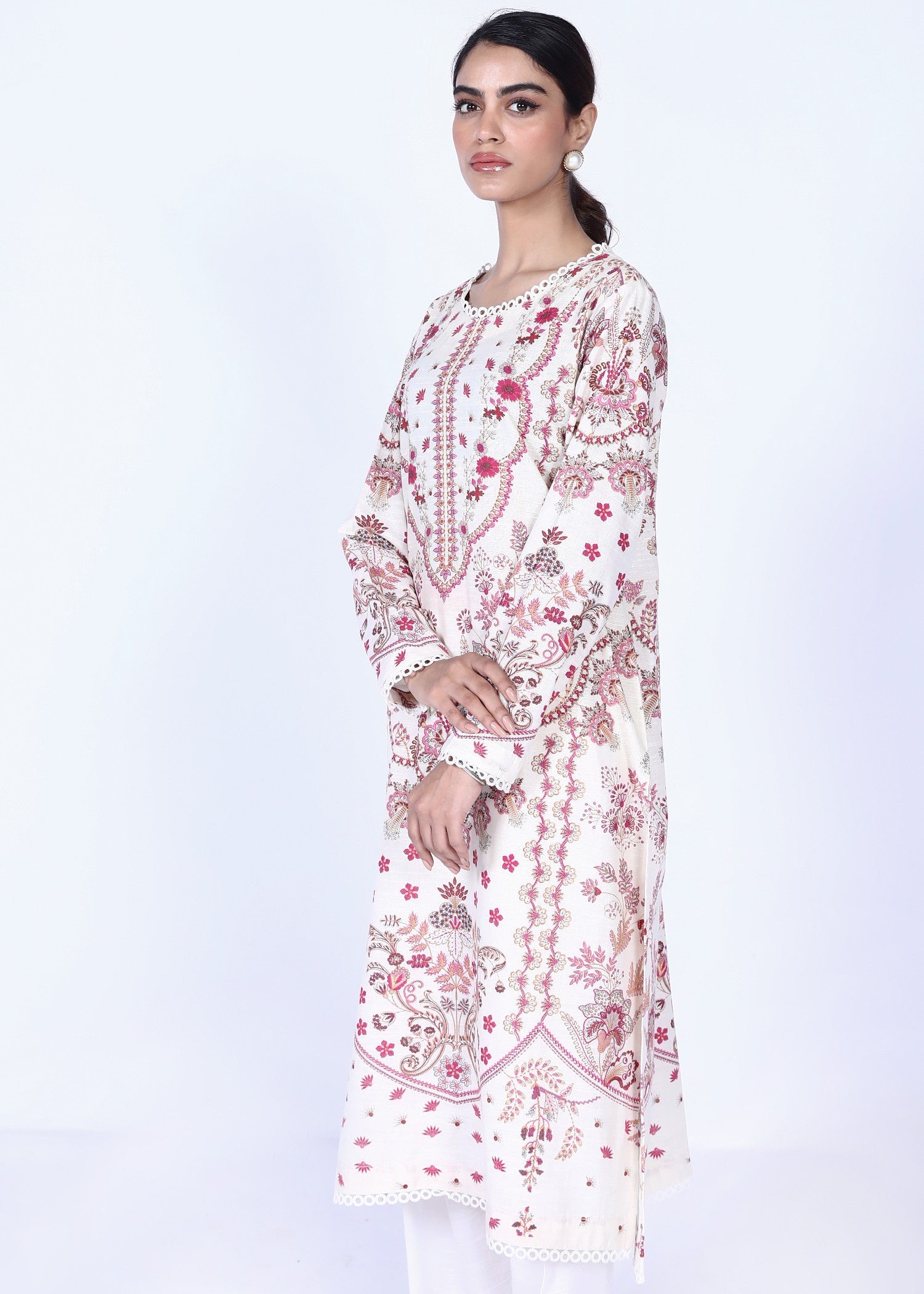 khaddar Kurti in Ivory
