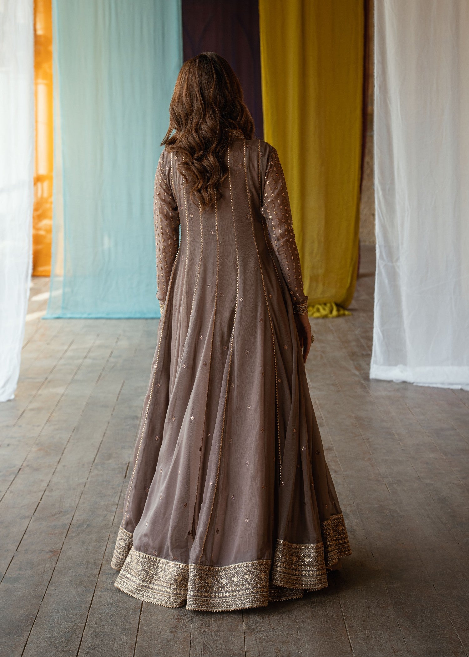 chiffon Maxi in Coffee brown