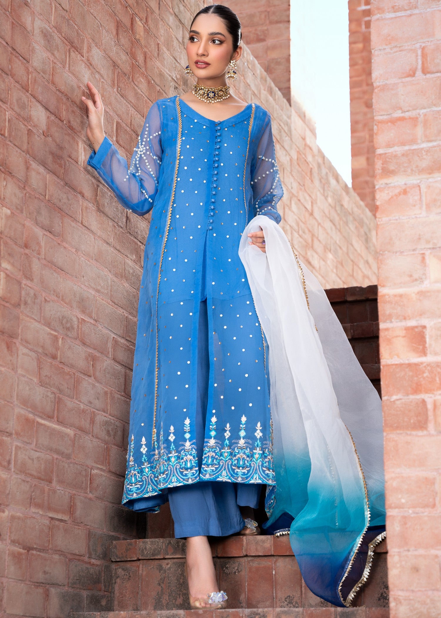 organza Gown in Blue